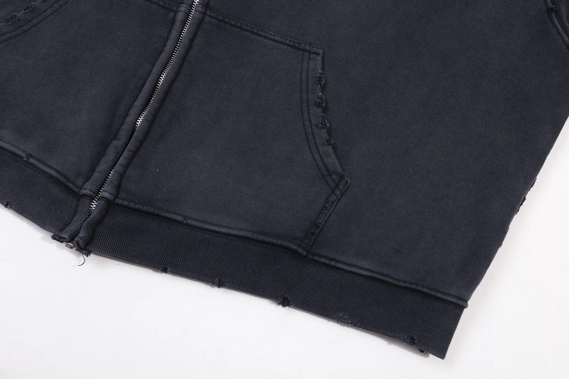 Logo-Print Distressed Cotton-Jersey Zip-Up Hoodie D28813154 — view 12