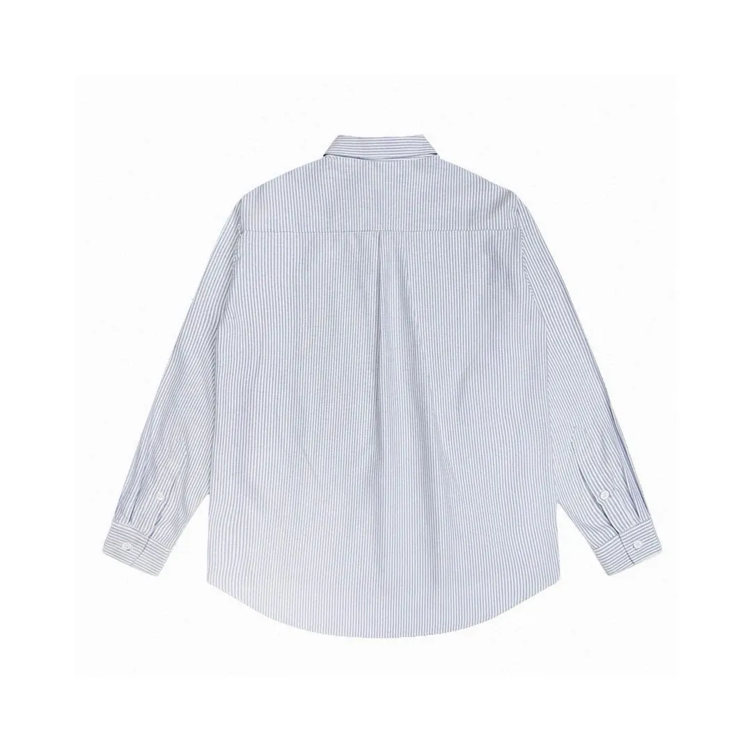 Leather Patch Striped Cotton Shirt D14521545 — view 2