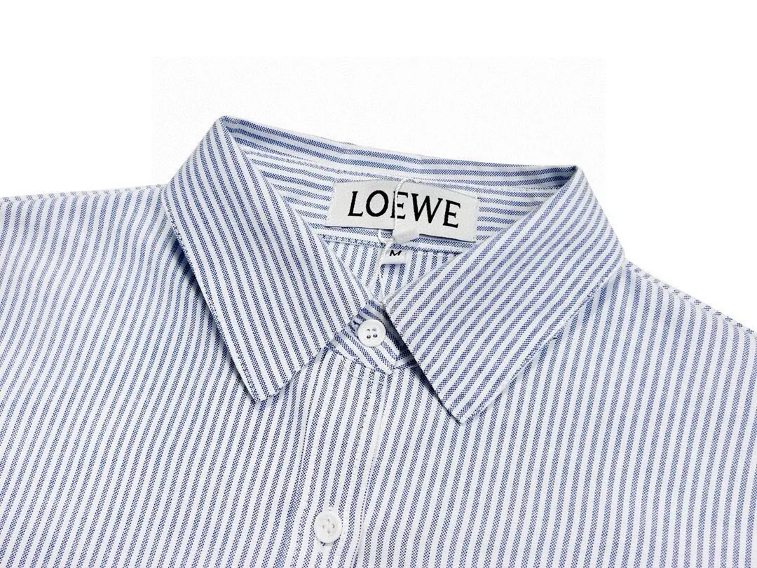 Leather Patch Striped Cotton Shirt D14521545 — view 3
