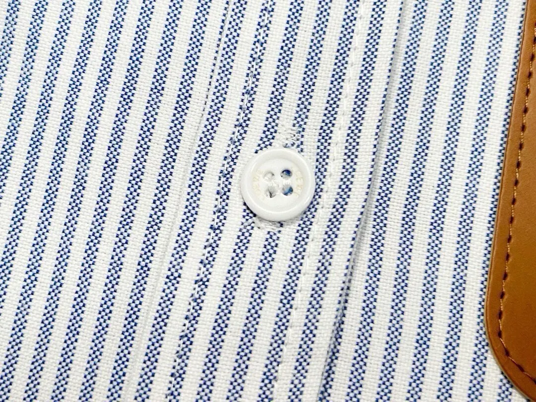 Leather Patch Striped Cotton Shirt D14521545 — view 6