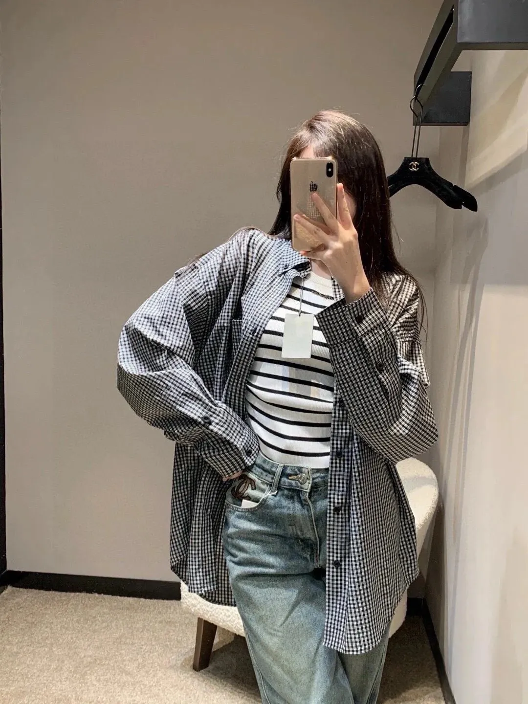 Logo Print Gingham Cotton Shirt D15521542