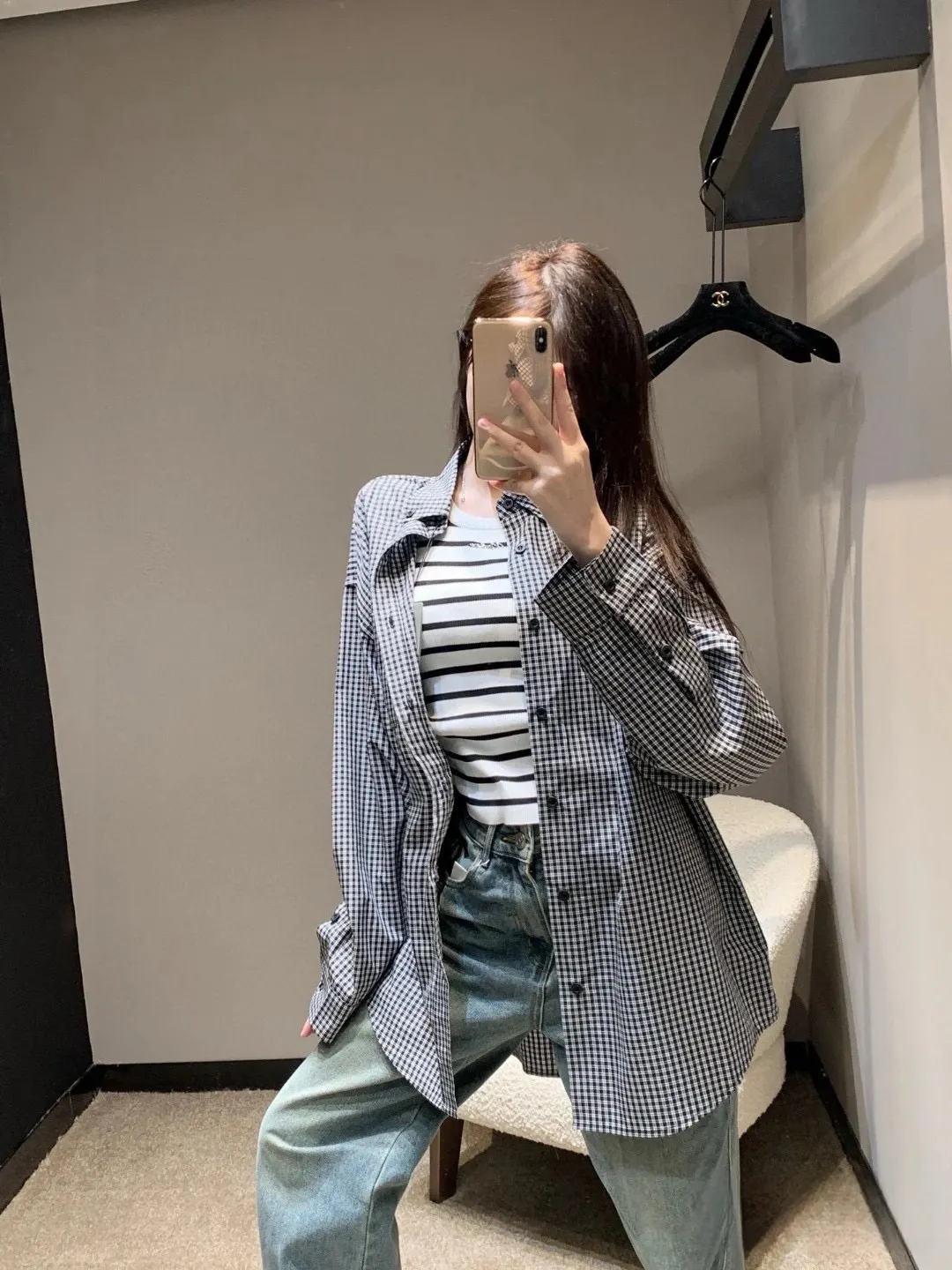 Logo Print Gingham Cotton Shirt D15521542 — view 5