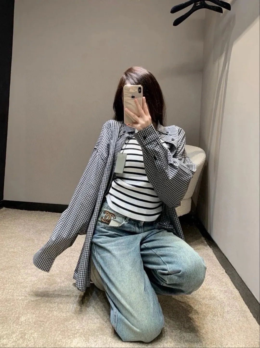 Logo Print Gingham Cotton Shirt D15521542 — view 9