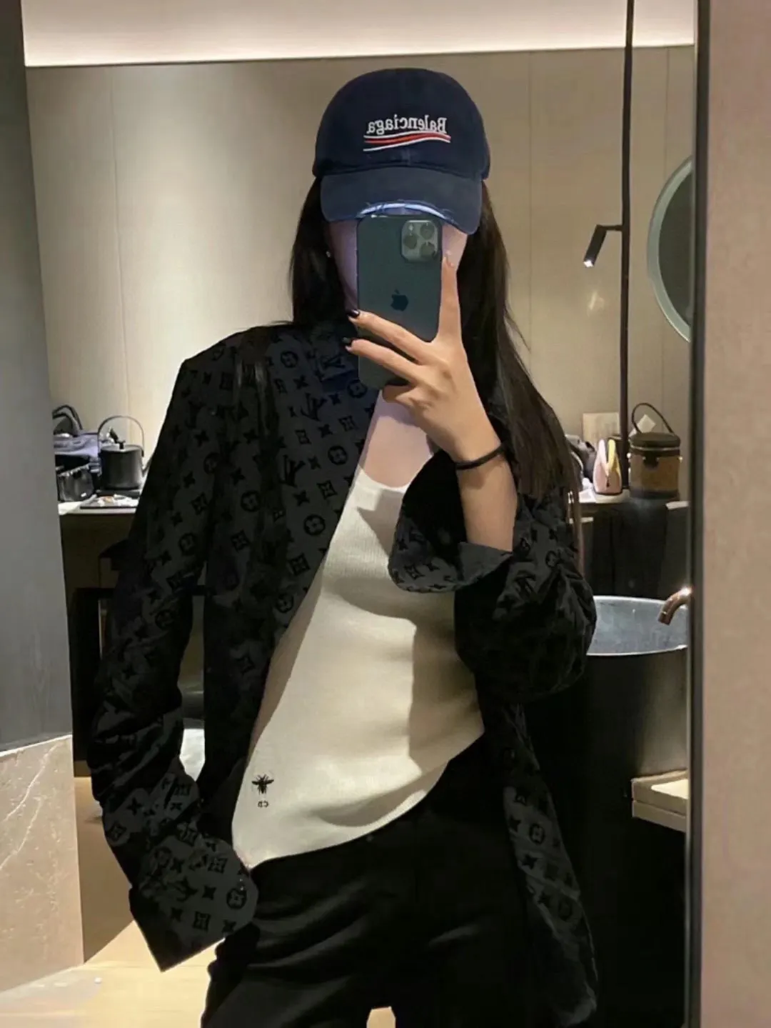 Monogram Flocked Jacquard Long-Sleeve Shirt D15521548 — view 3