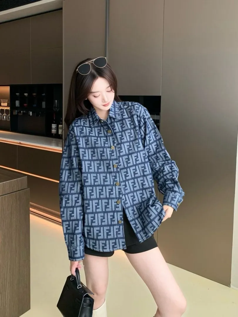 FF Monogram Jacquard Denim Shirt D15523013 — view 9