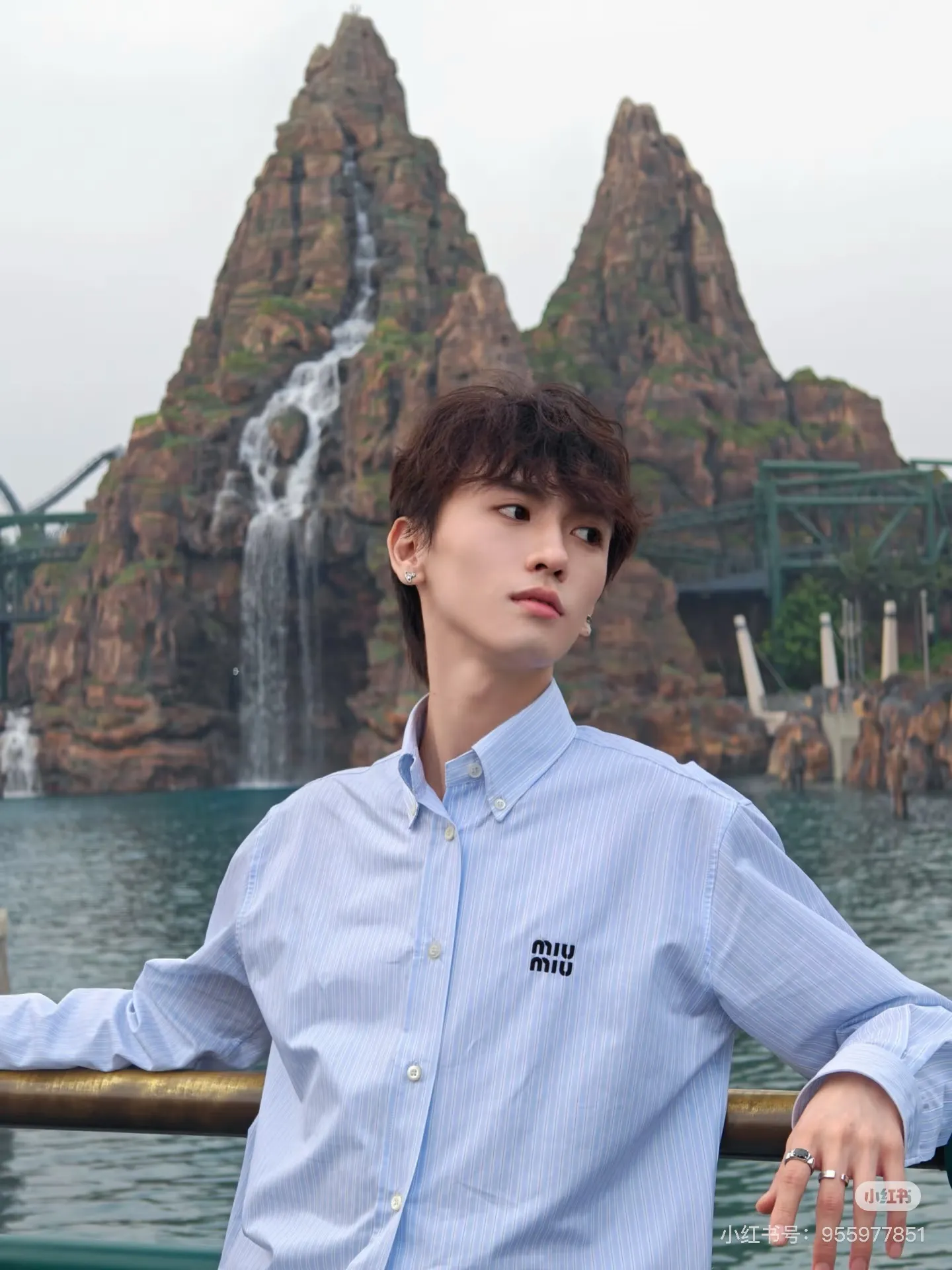 Logo-Embroidered Striped Cotton Shirt D15523021 — view 8