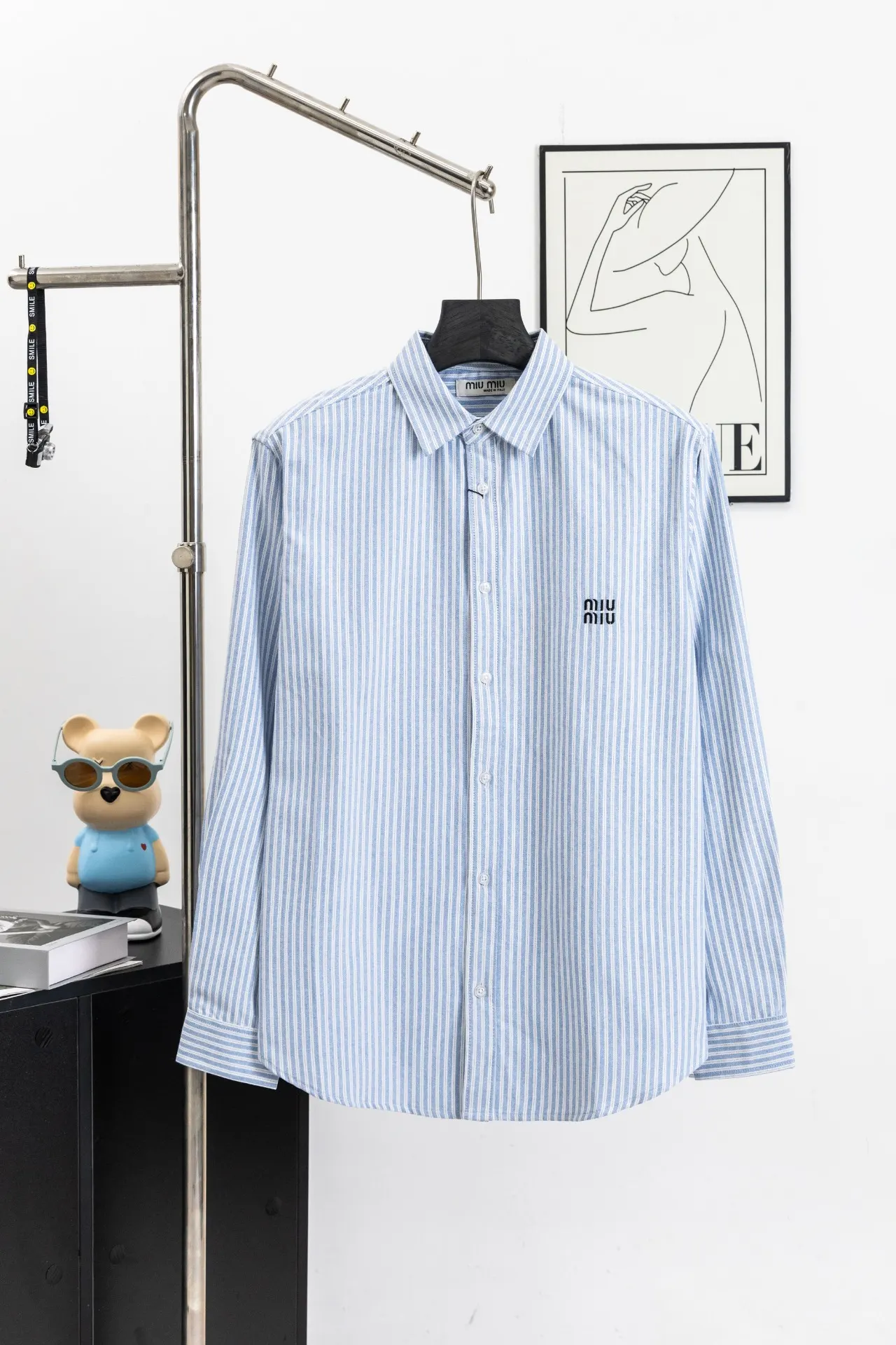 Logo-Embroidered Striped Cotton Shirt D15523022