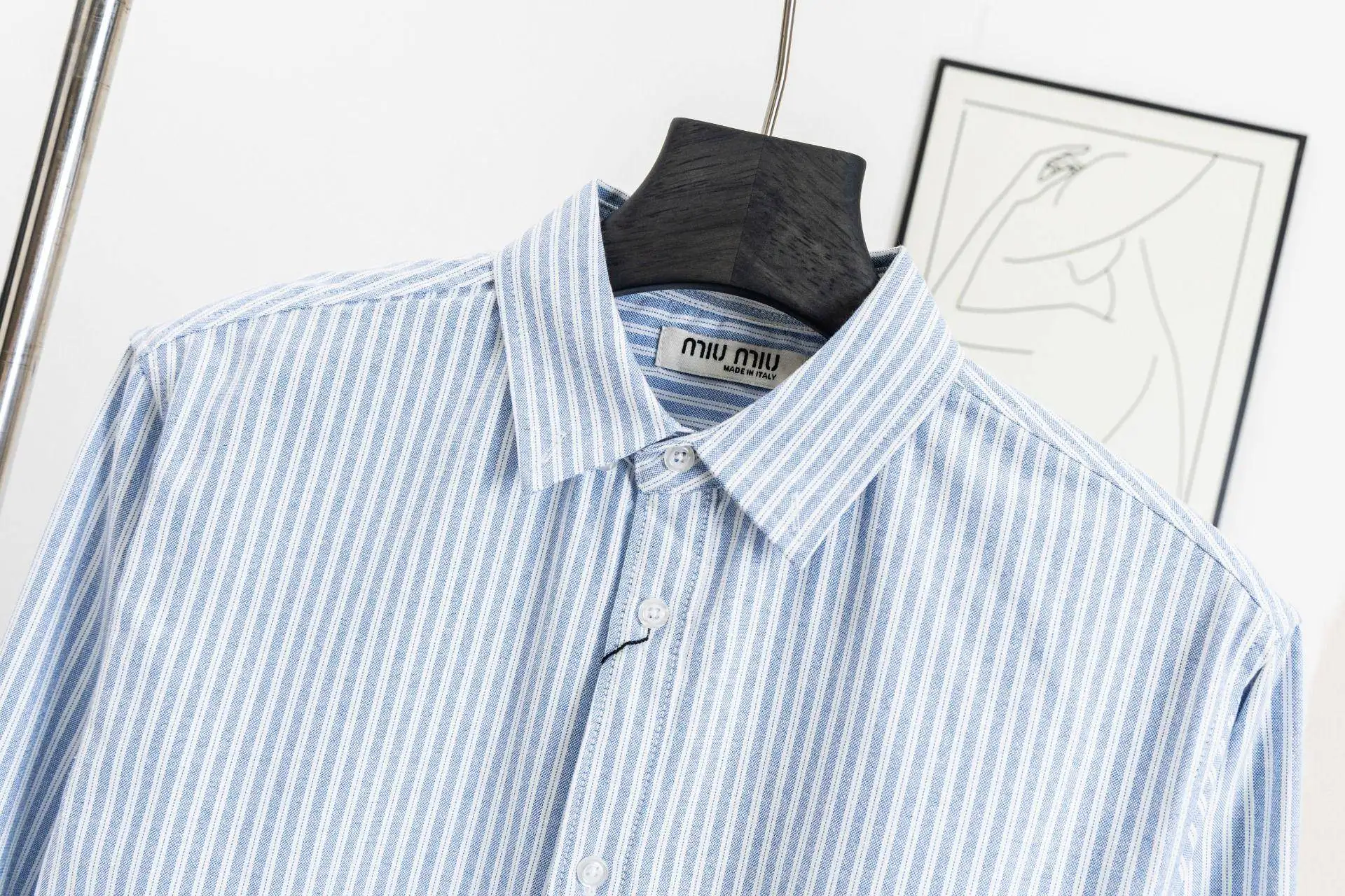Logo-Embroidered Striped Cotton Shirt D15523022 — view 3