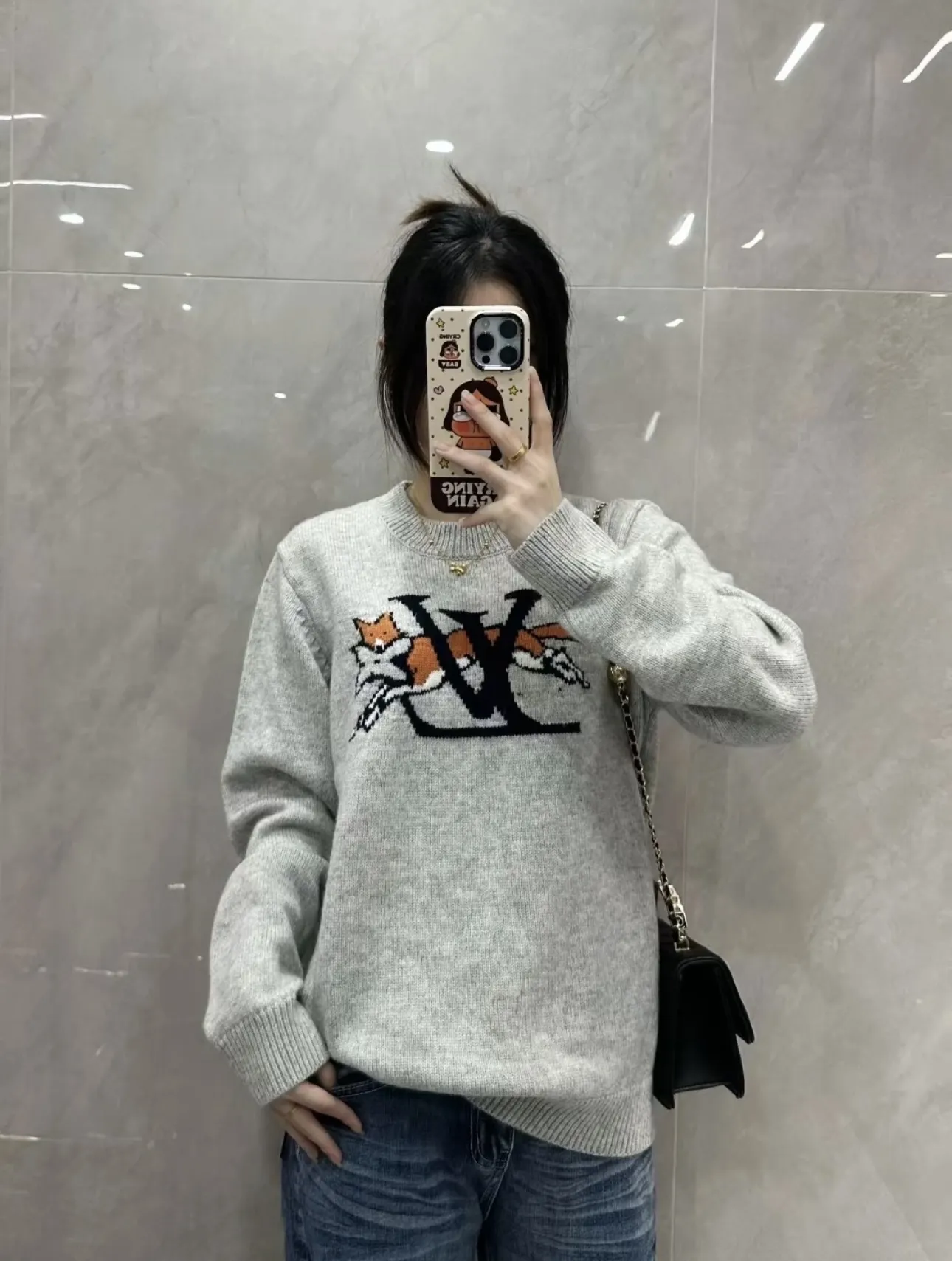 Fox Intarsia Crew-Neck Knit Sweater D16521538 — view 6