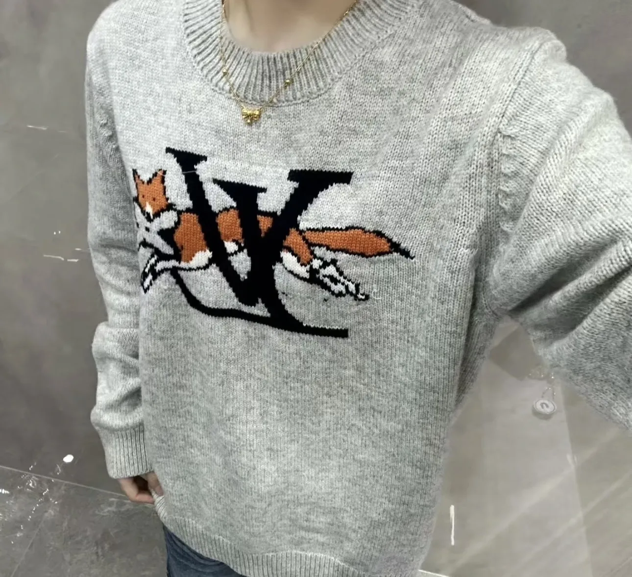Fox Intarsia Crew-Neck Knit Sweater D16521538 — view 7