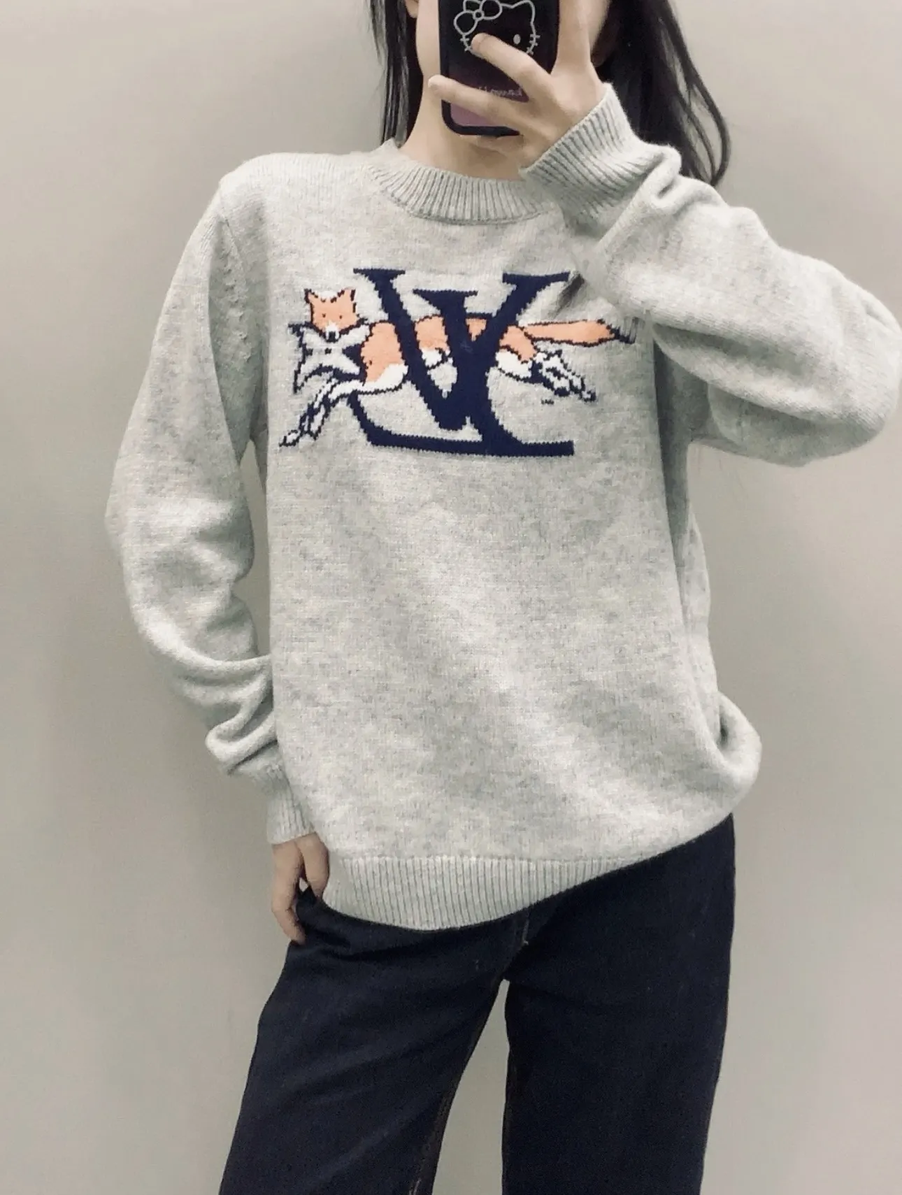 Fox Intarsia Crew-Neck Knit Sweater D16521538 — view 8