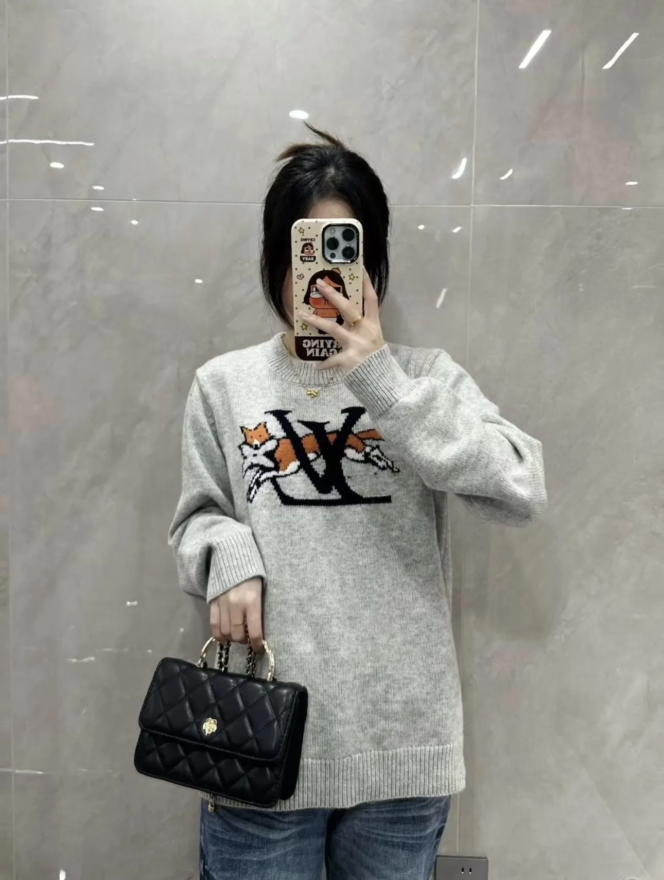 Fox Intarsia Crew-Neck Knit Sweater D16521538 — view 9