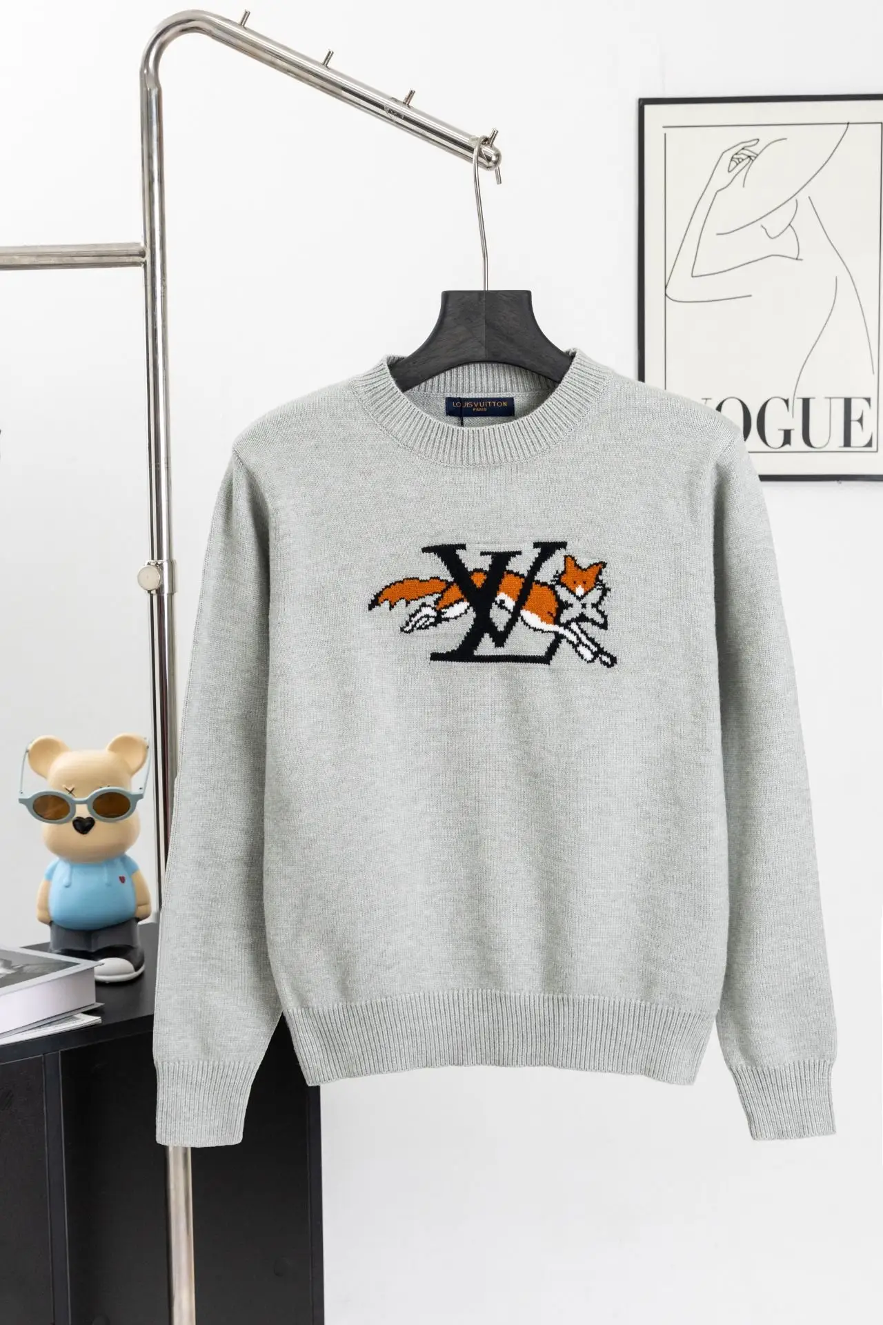 Fox Jacquard Crew-Neck Knit Sweater D16521539