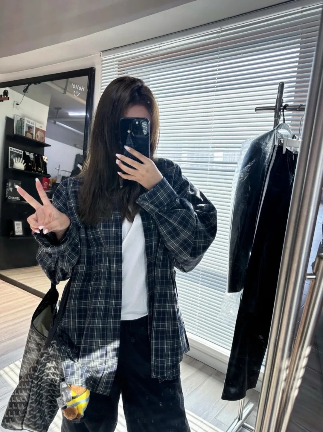 Logo-Print Plaid Cotton Shirt D16521546 — view 3