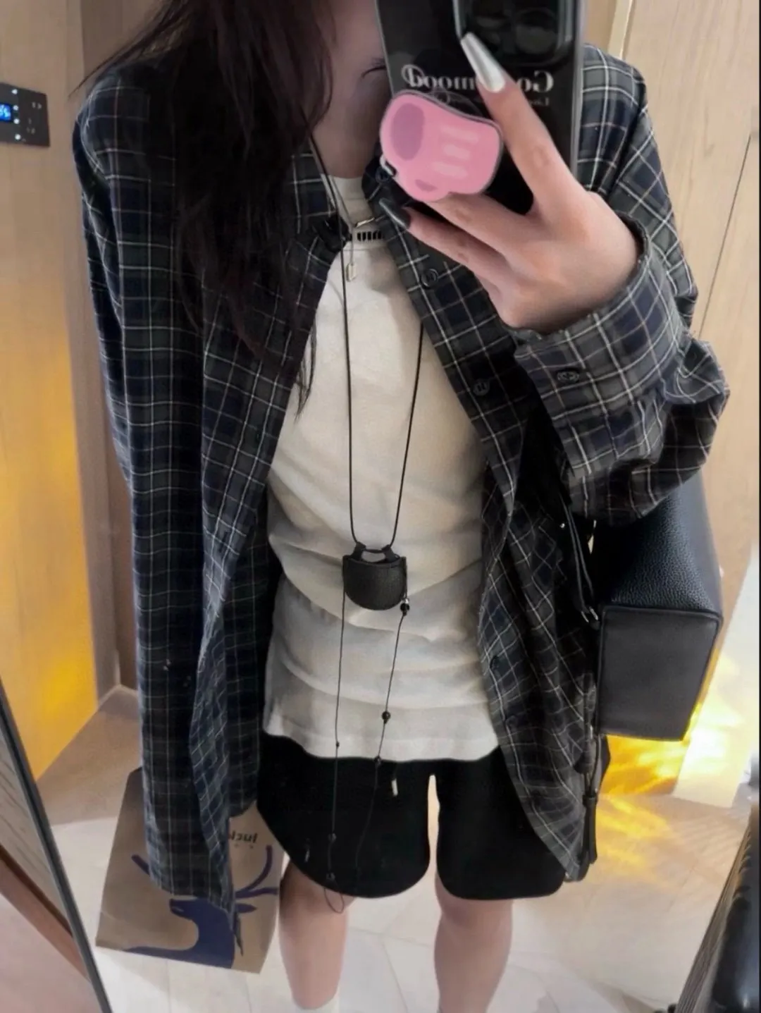 Logo-Print Plaid Cotton Shirt D16521546 — view 4