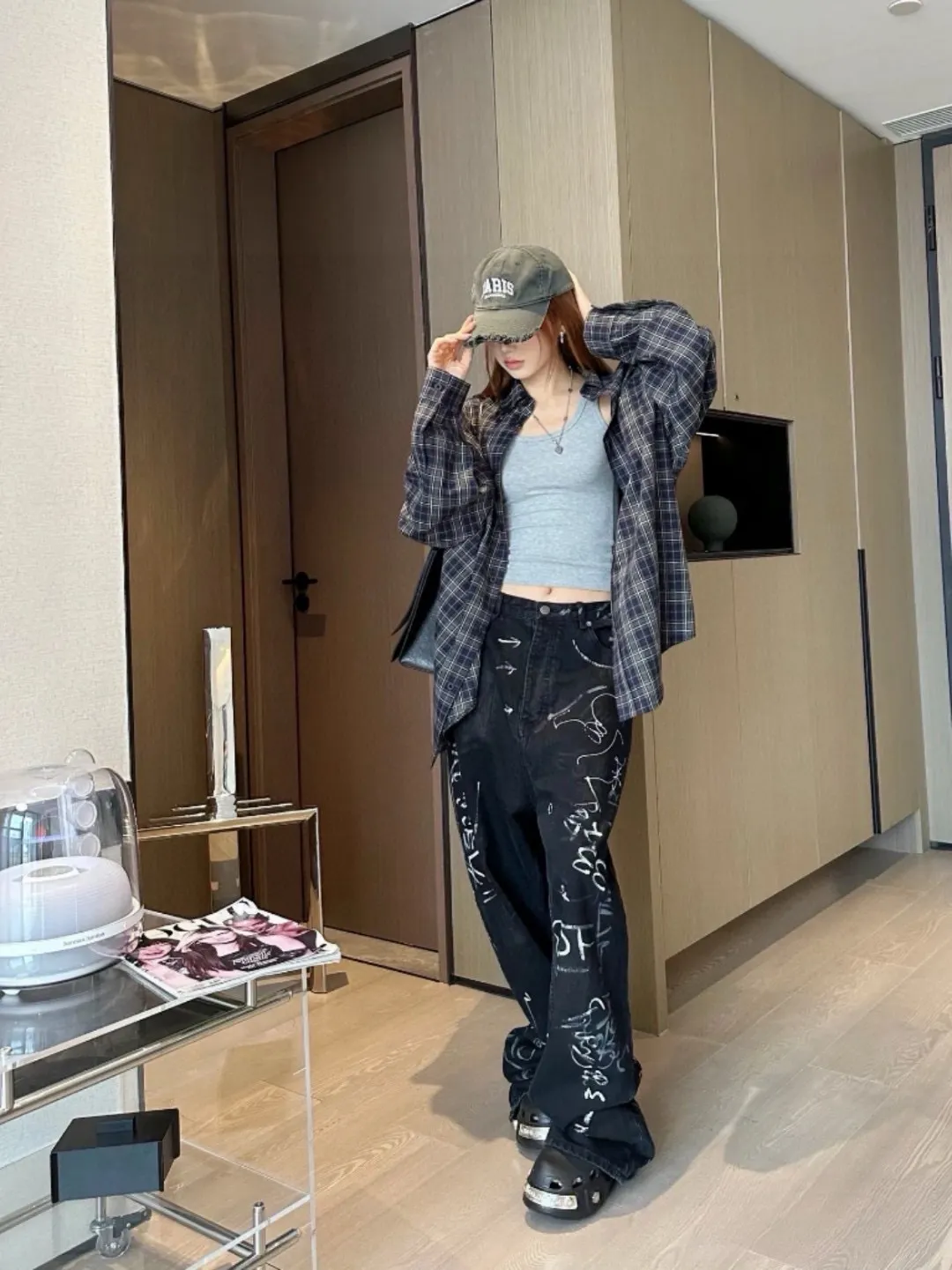 Logo-Print Plaid Cotton Shirt D16521546 — view 7