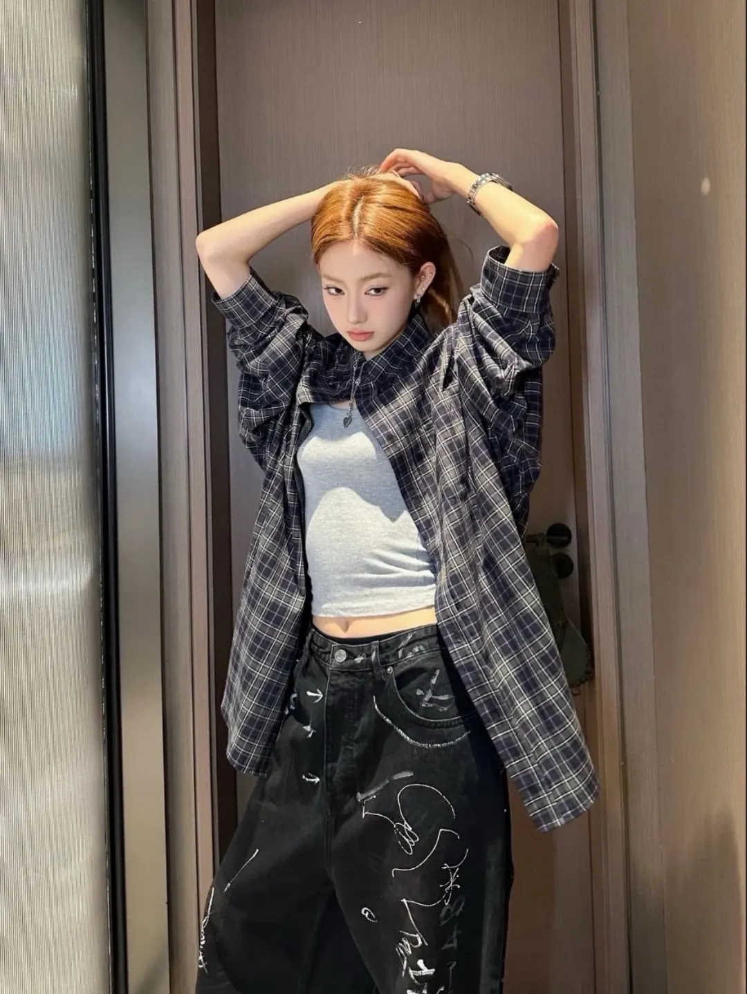 Logo-Print Plaid Cotton Shirt D16521546 — view 9