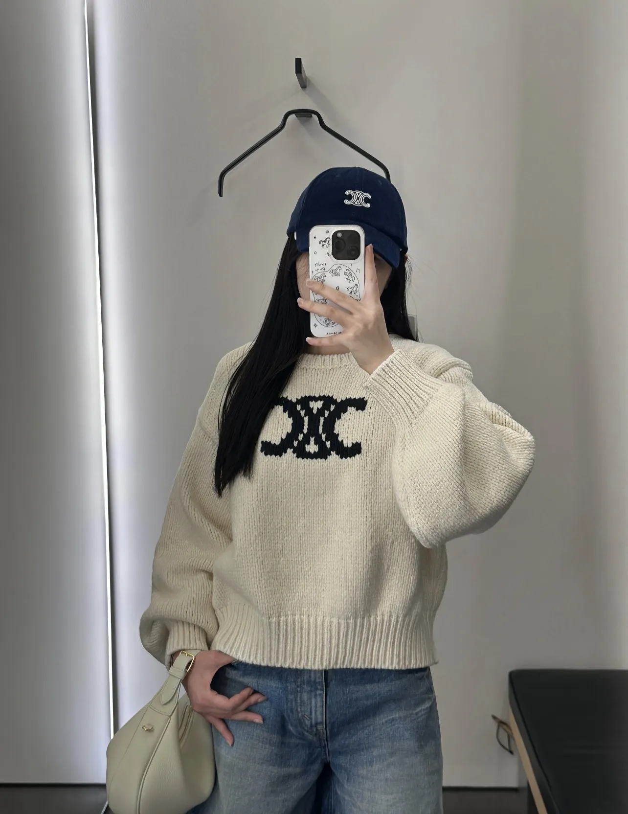 Triomphe Intarsia Cropped Knit Sweater D17021536 — view 2