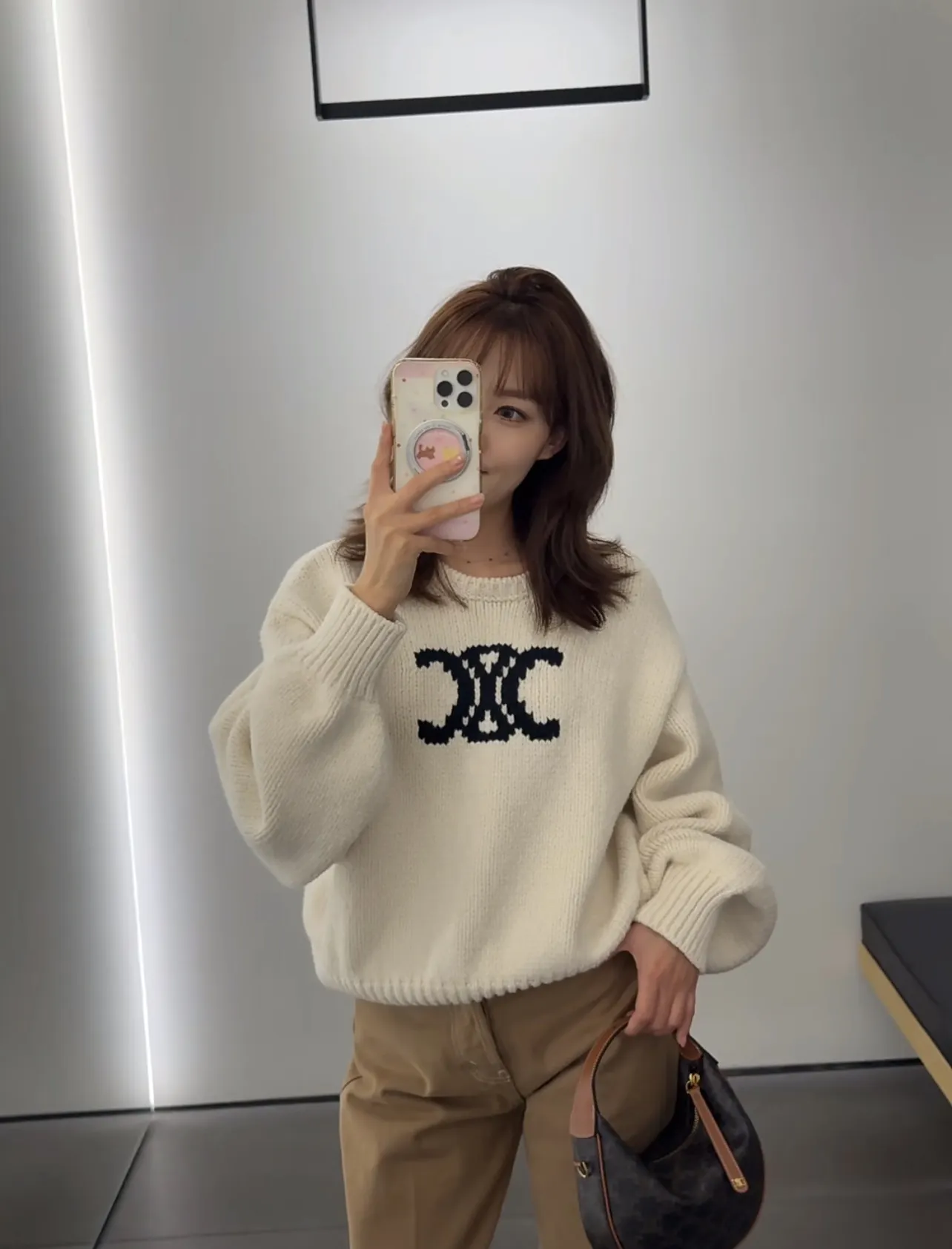 Triomphe Intarsia Cropped Knit Sweater D17021536 — view 3