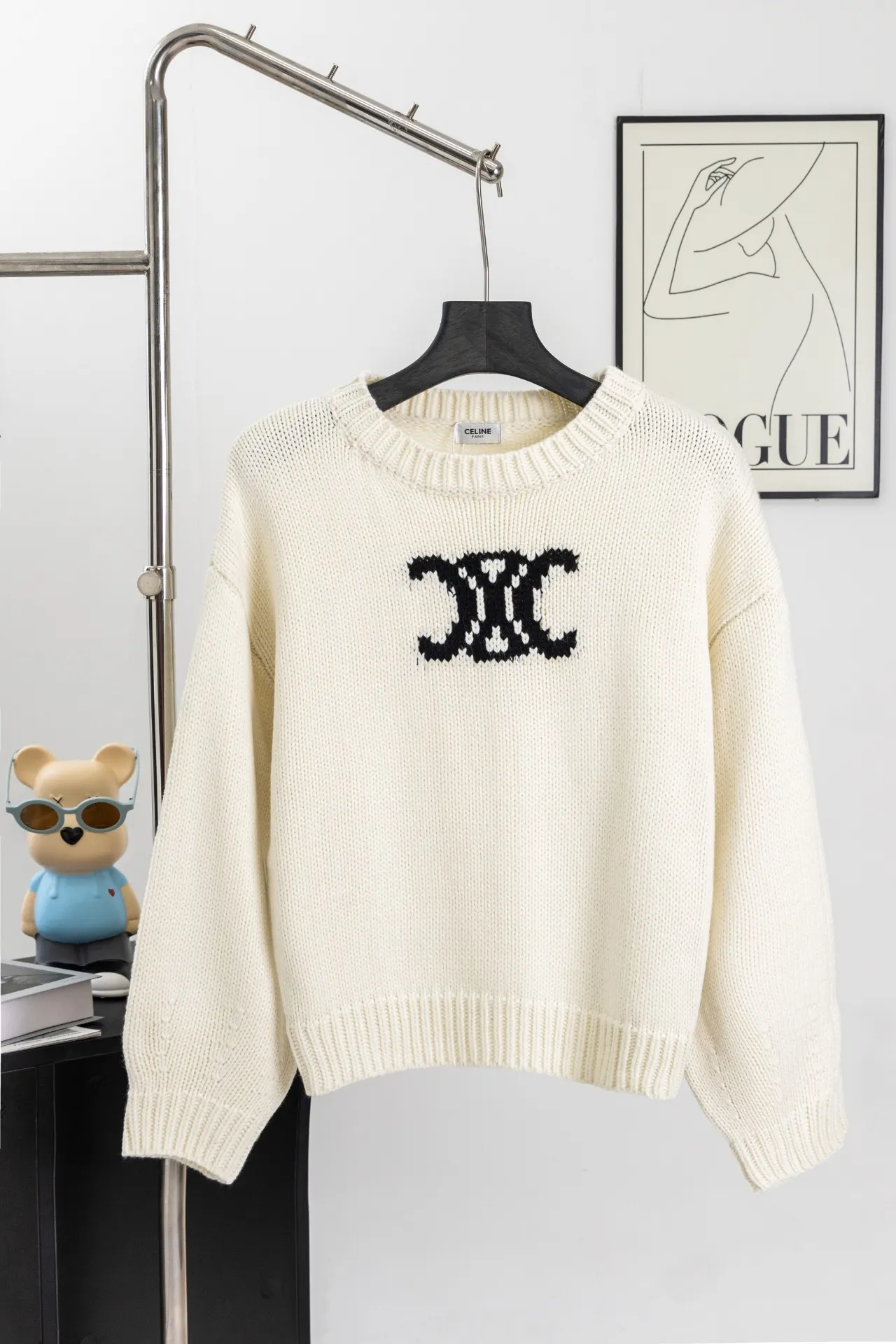 Triomphe Intarsia Knit Crew-Neck Sweater D17021537