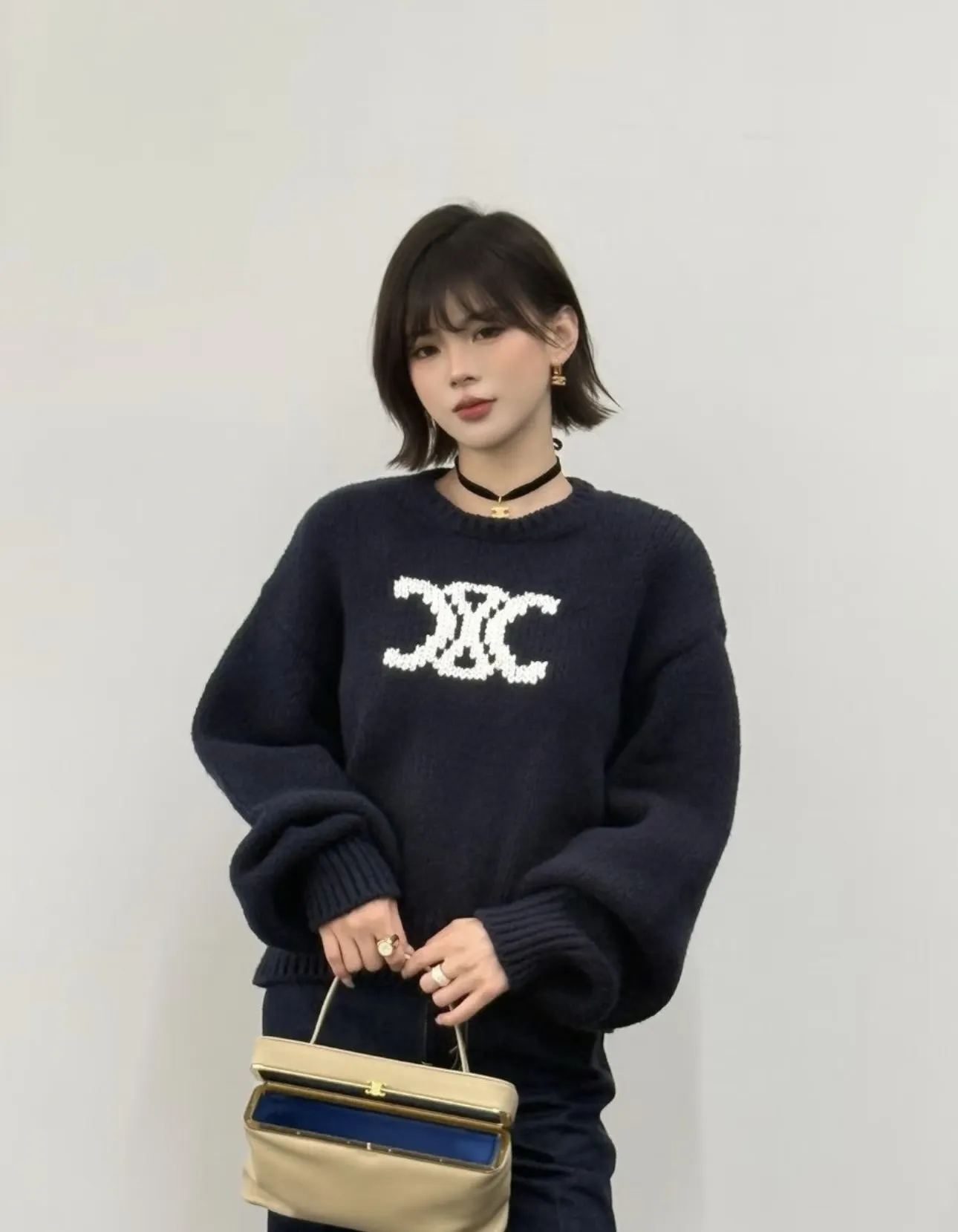 Triomphe Logo Cropped Knit Sweater D17021534 — view 6