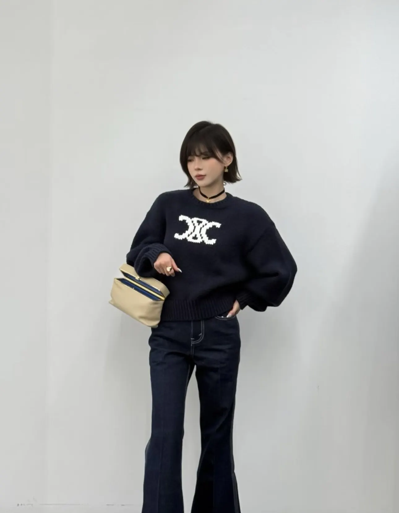 Triomphe Logo Cropped Knit Sweater D17021534 — view 7
