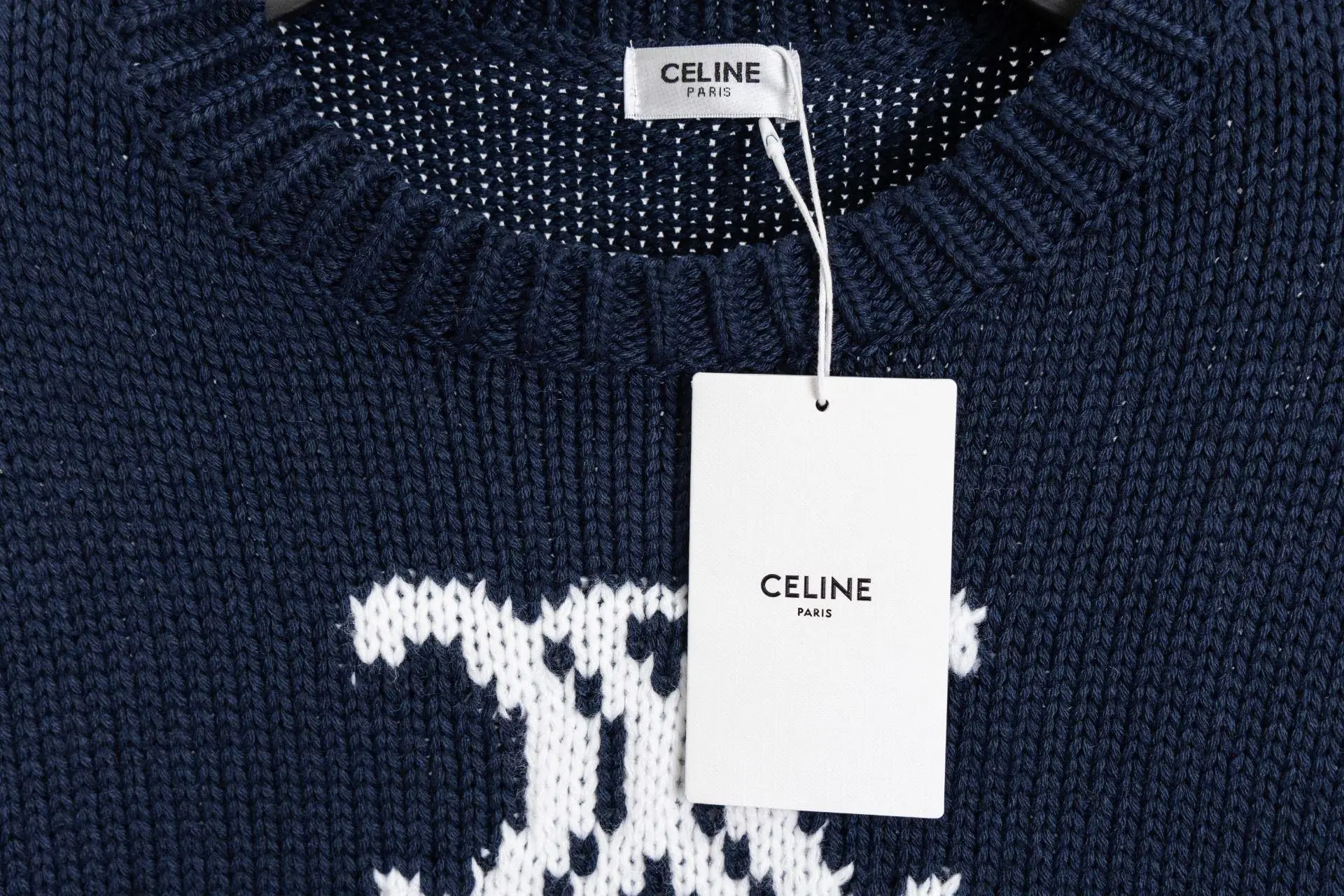 Triomphe Intarsia Cropped Knit Sweater D17021535 — view 10