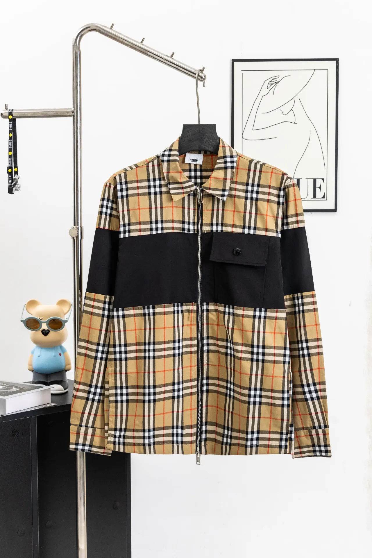 Panelled Check Zip-Up Shirt Jacket D19023016