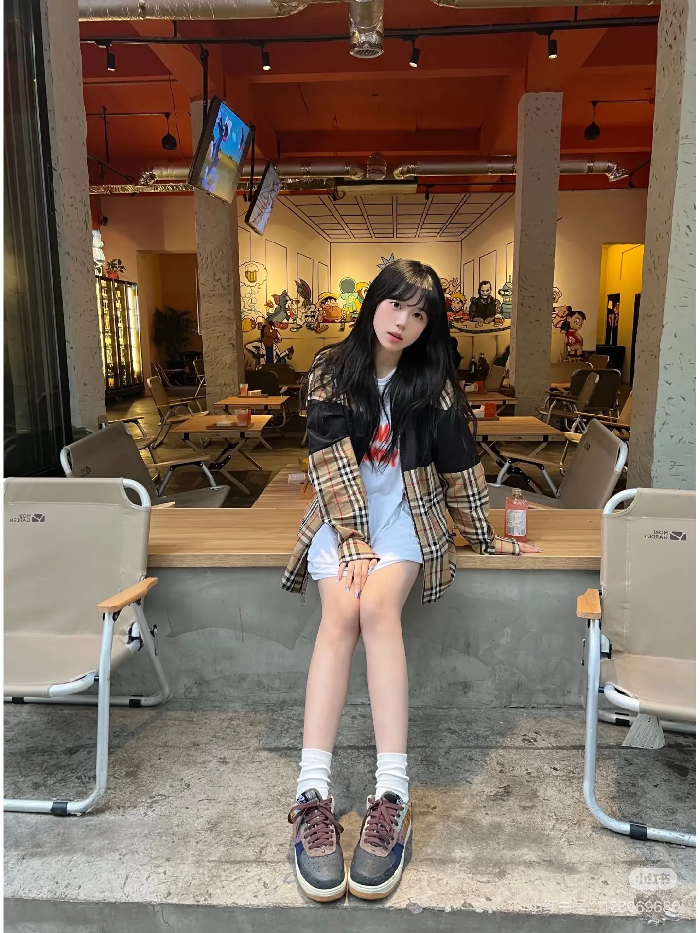 Check Print Panel Zip-Up Shirt Jacket D19023015 — view 2
