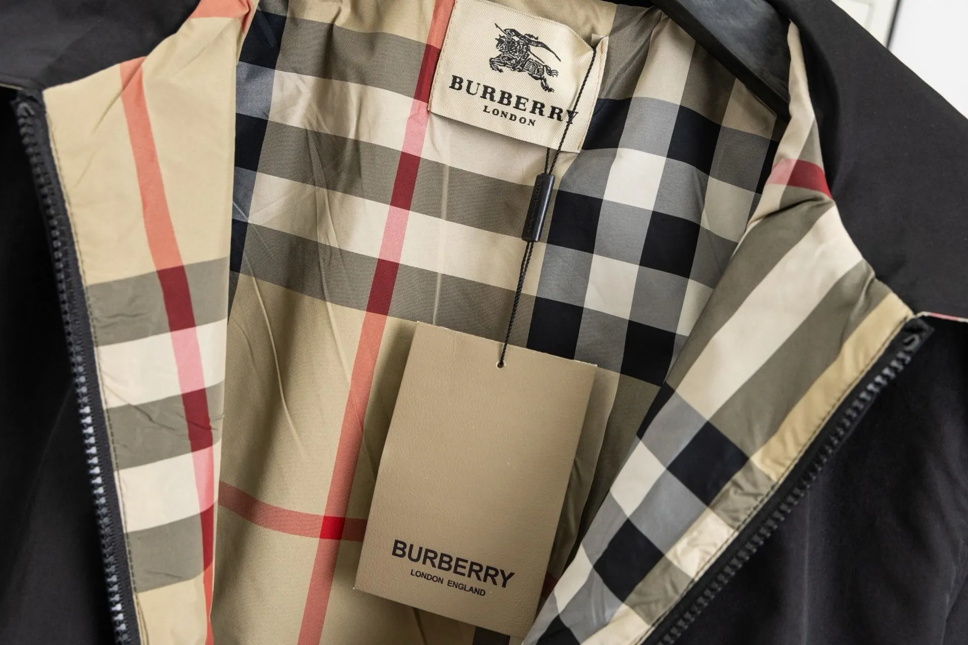 Embroidered Logo Harrington Jacket with Check Lining D19522981 — view 13
