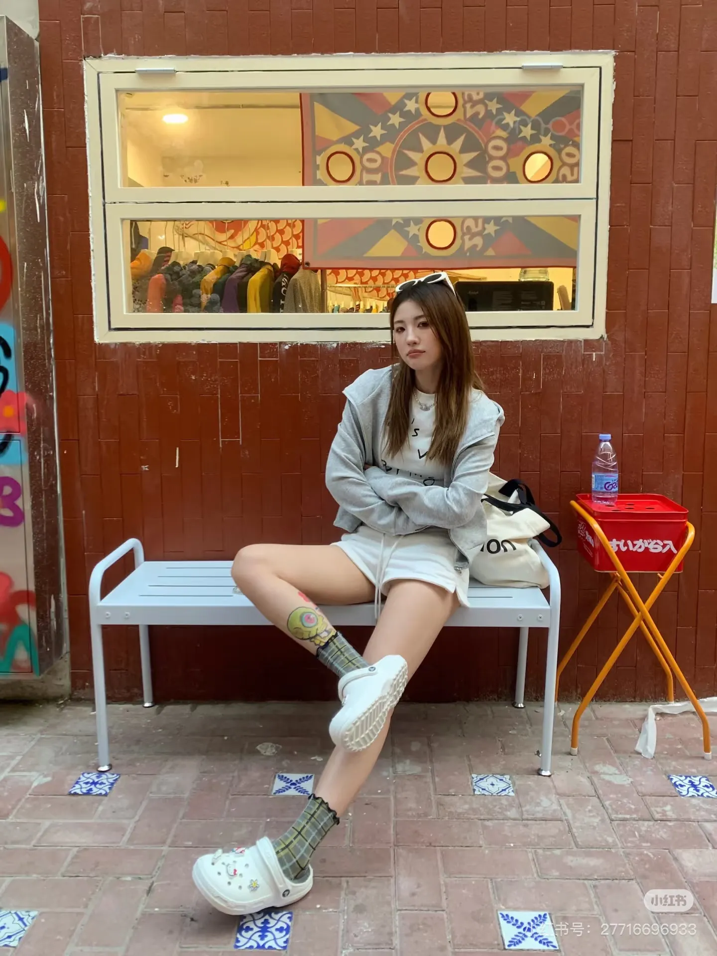 Waffle-Knit Cropped Zip-Up Hoodie D20022992 — view 5