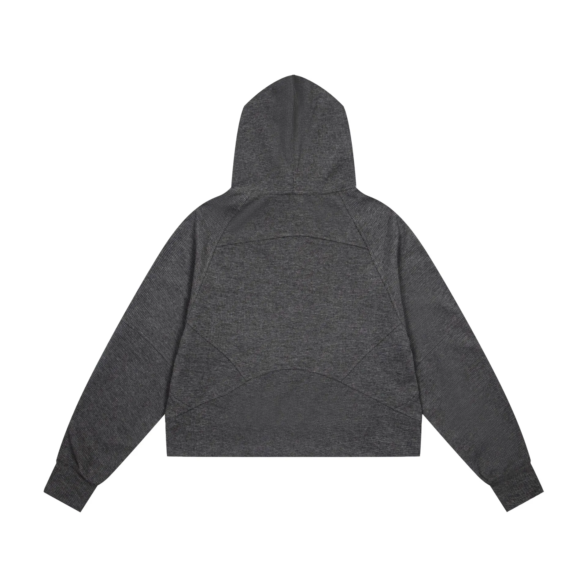 Waffle-Knit Cropped Zip-Up Hoodie D20022997 — view 2