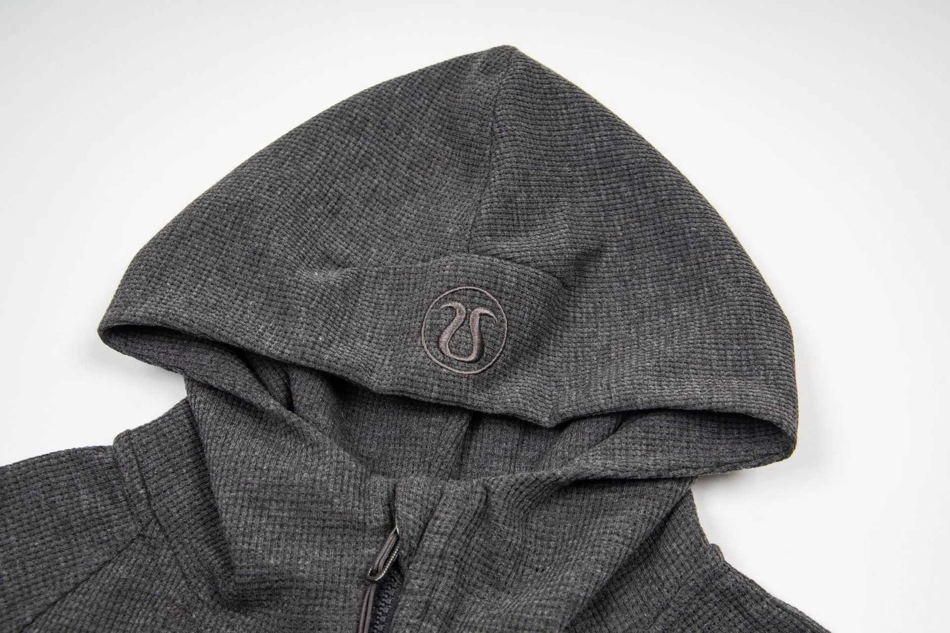 Waffle-Knit Cropped Zip-Up Hoodie D20022997 — view 3