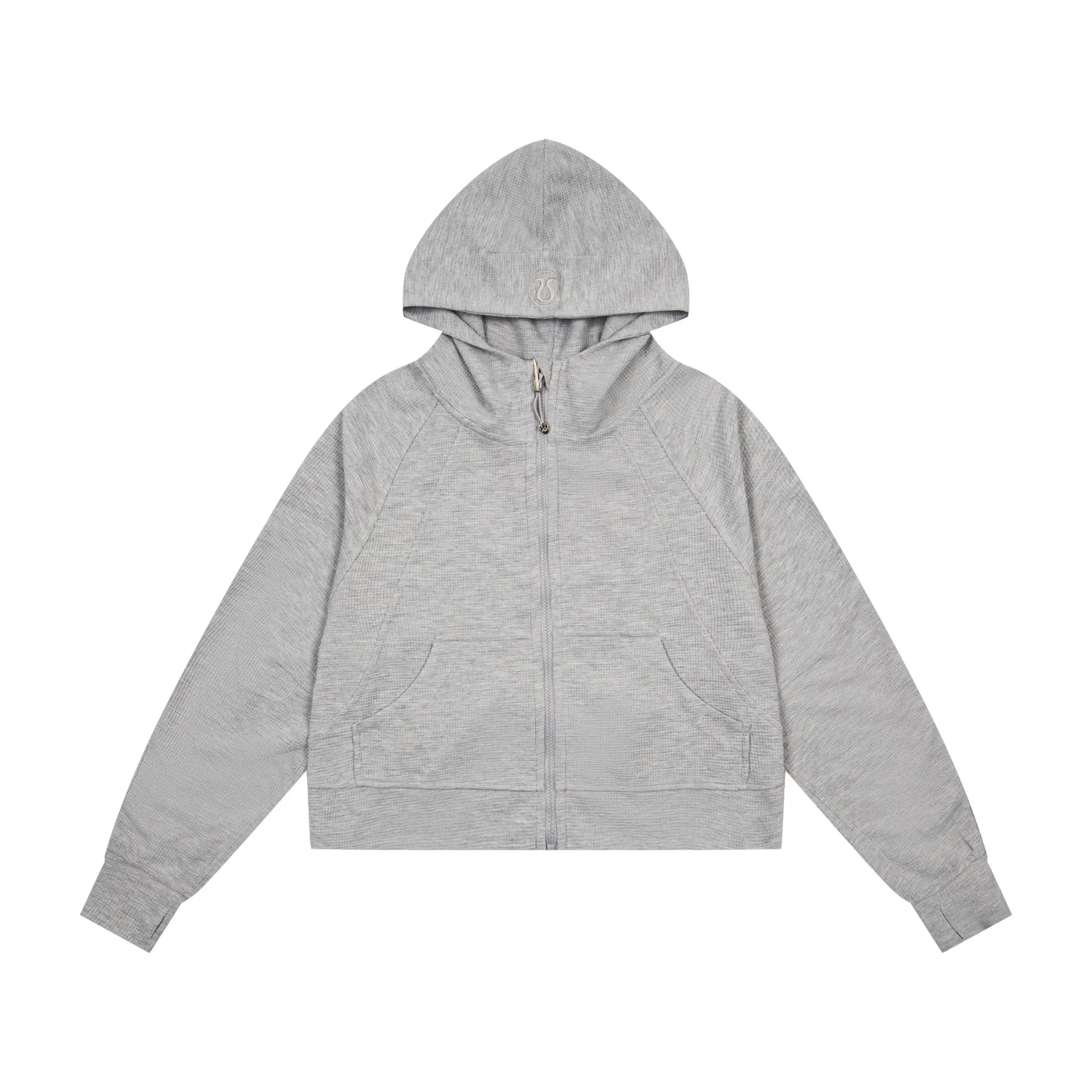 Waffle-Knit Cropped Hooded Jacket D20022994