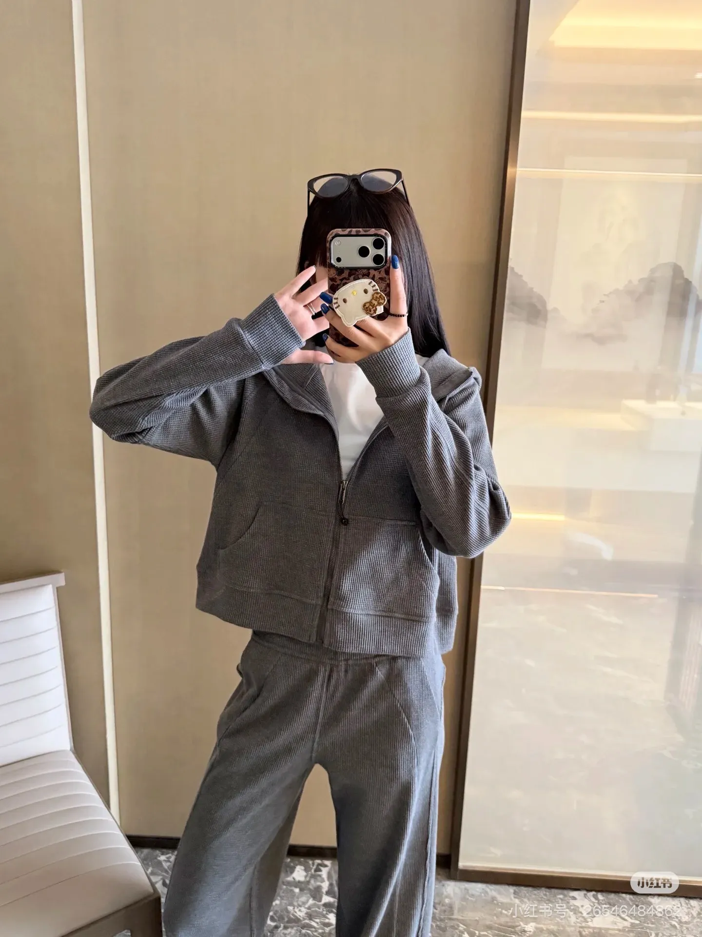 Waffle-Knit Zip-Up Hooded Jacket D20022995 — view 5