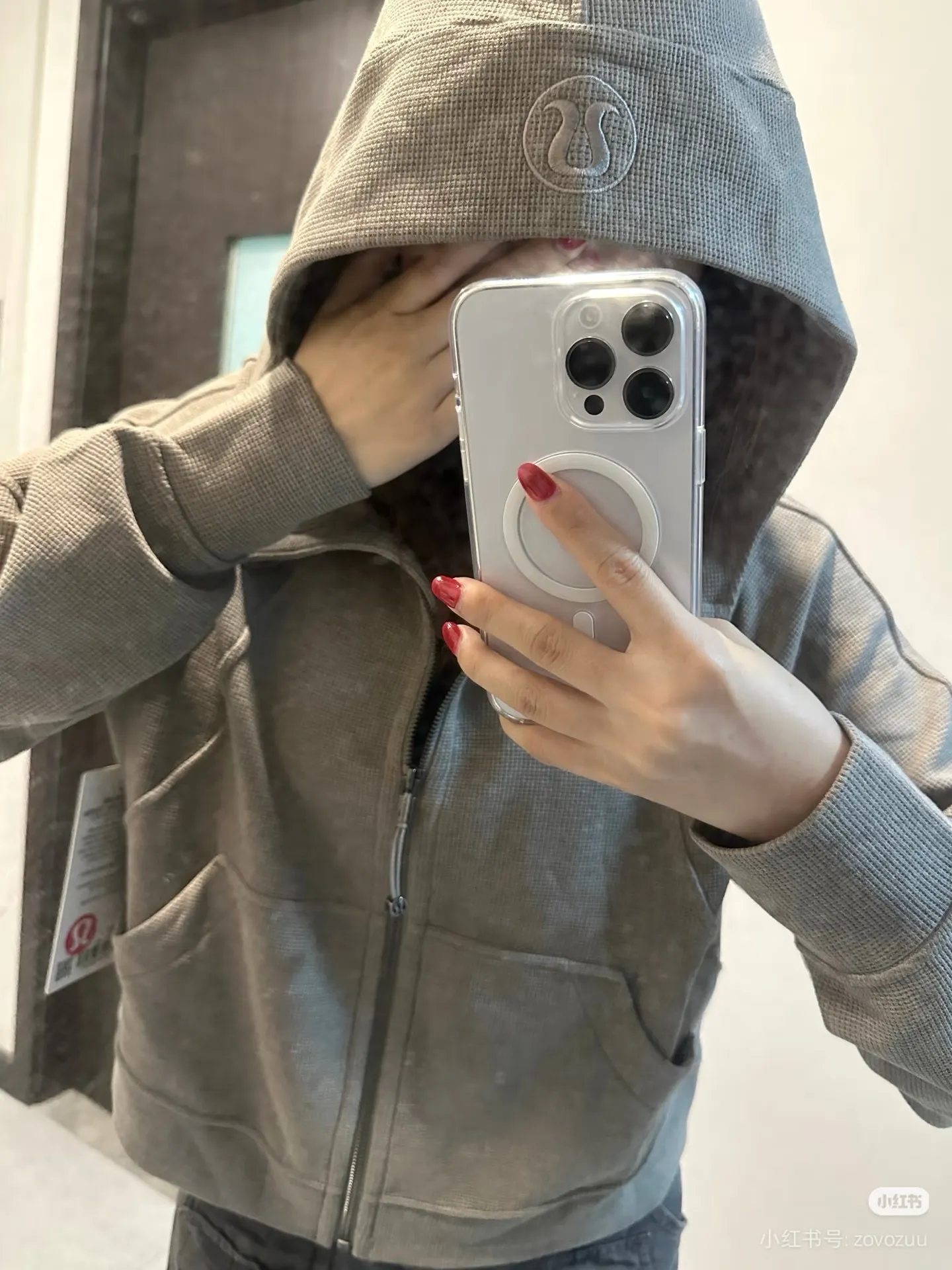 Waffle-Knit Zip-Up Hooded Jacket D20022995 — view 6