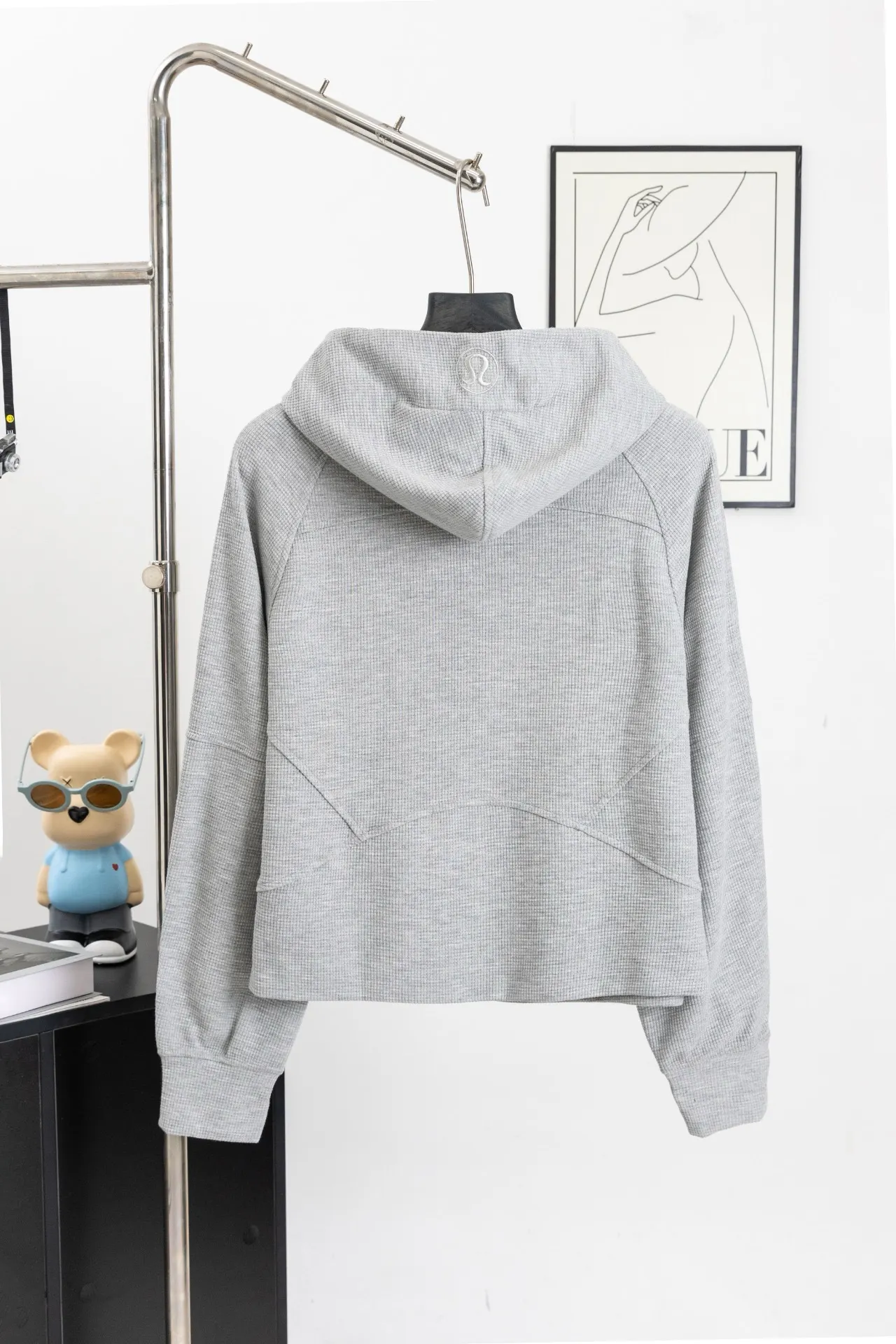 Waffle-Knit Cropped Zip-Up Hoodie D20022993 — view 2