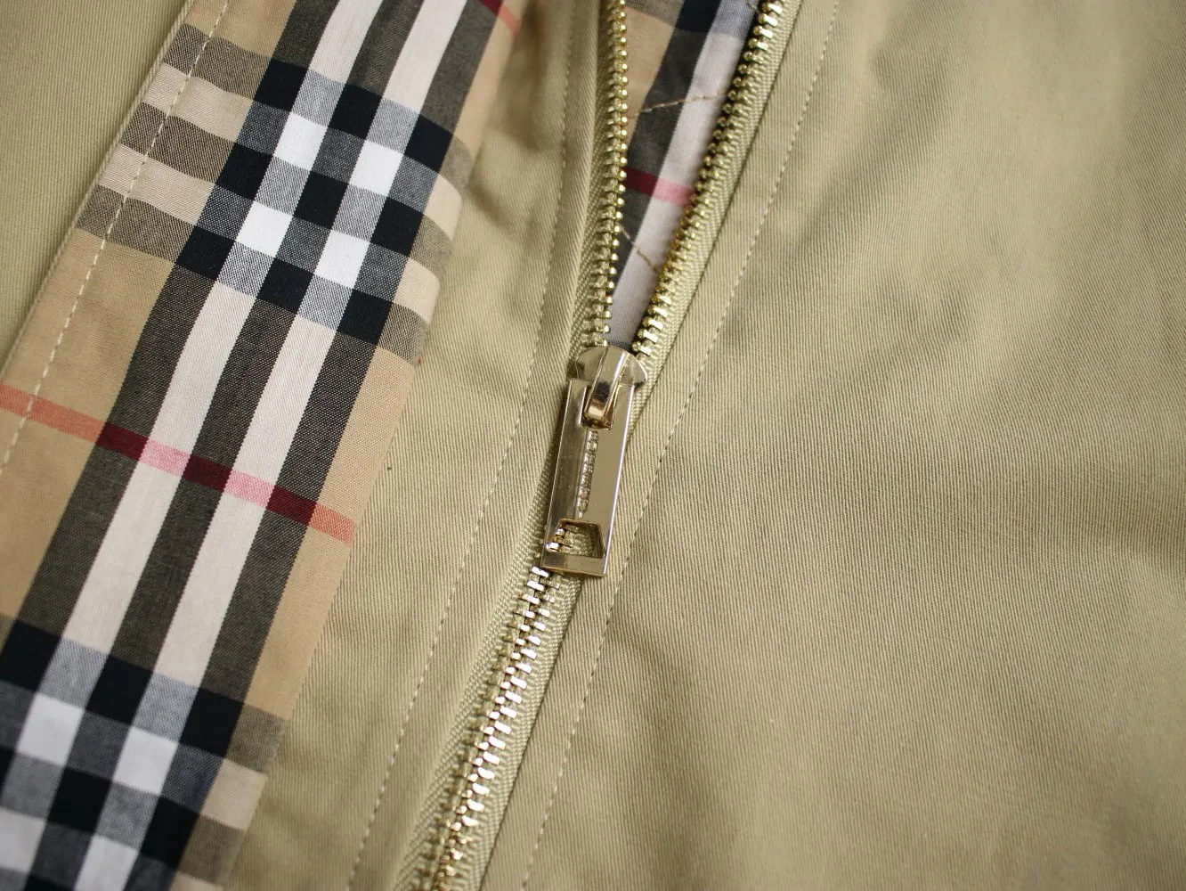 Check-Collar Cotton Twill Harrington Jacket D20522973 — view 6