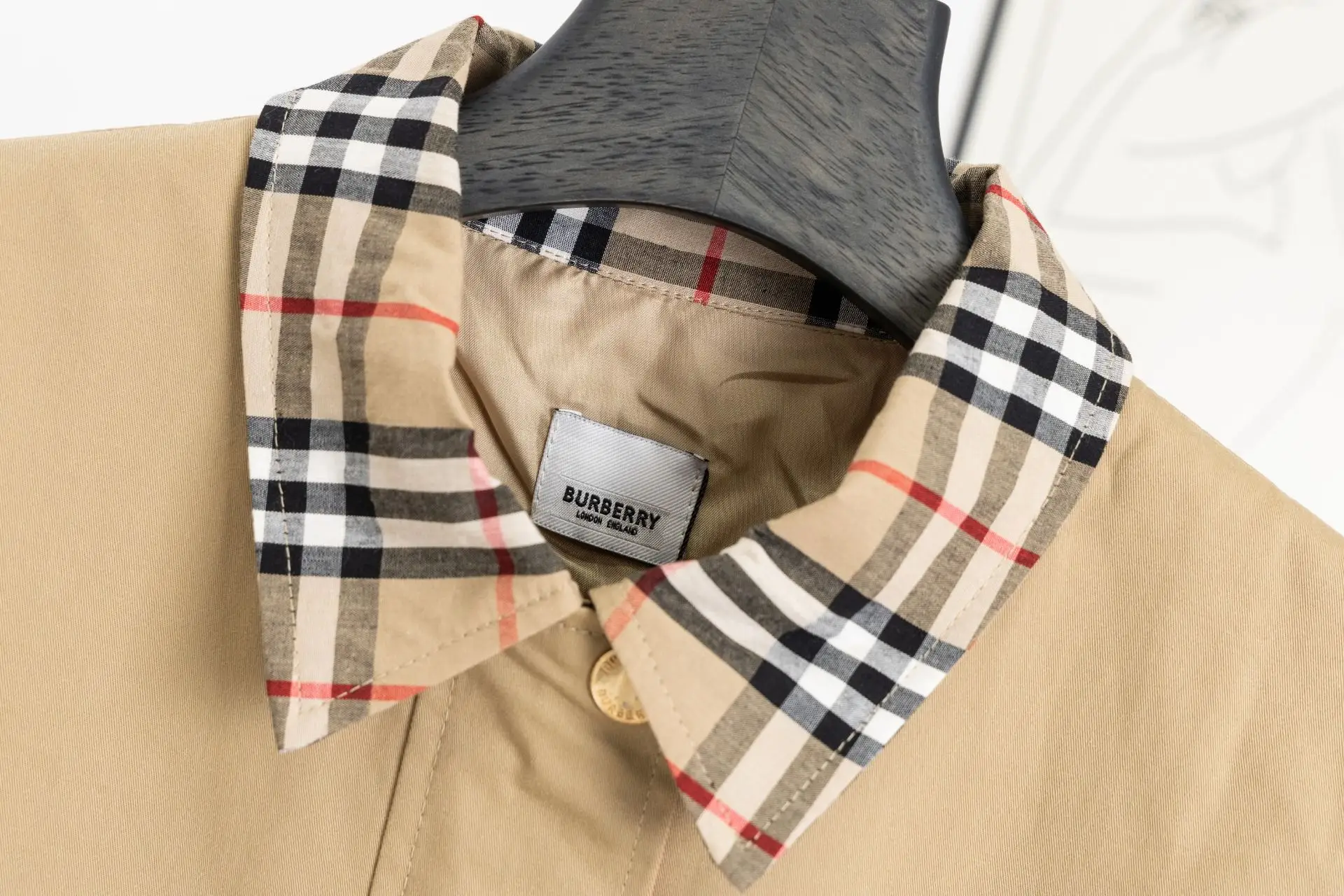Check-Trim Cotton Blend Harrington Jacket D20522972 — view 3