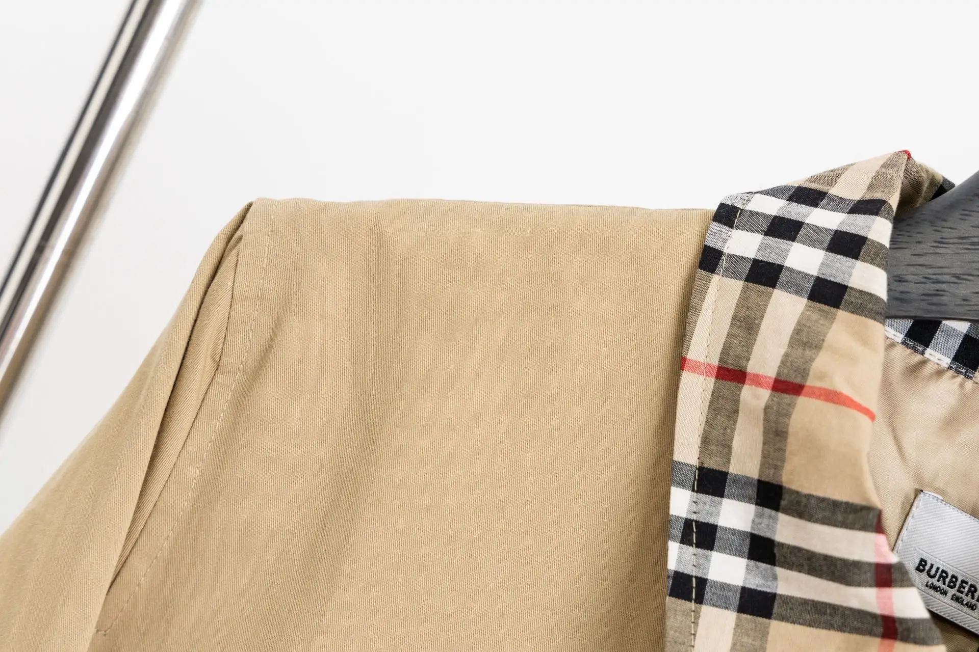 Check-Trim Cotton Blend Harrington Jacket D20522972 — view 6