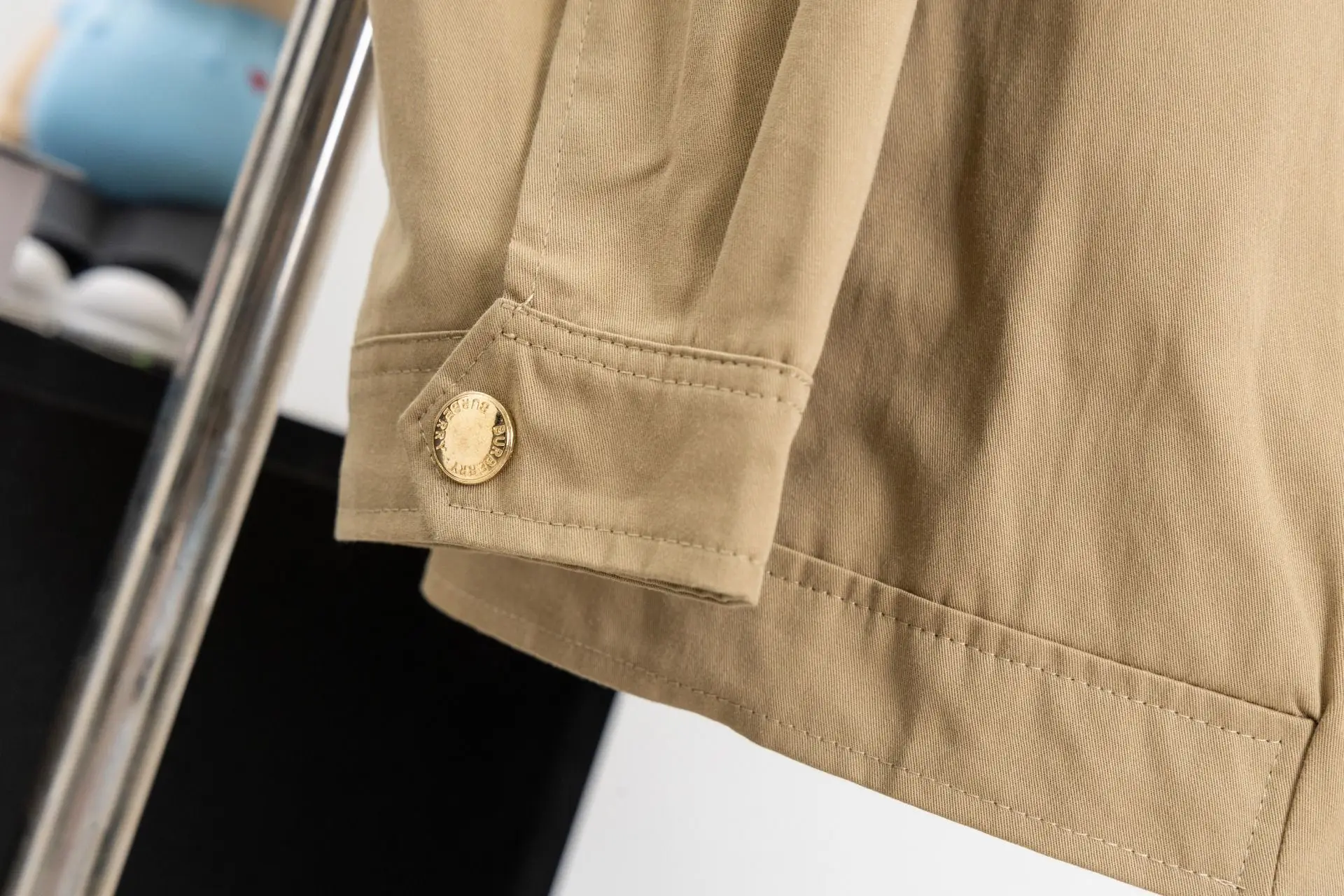 Check-Trim Cotton Blend Harrington Jacket D20522972 — view 7