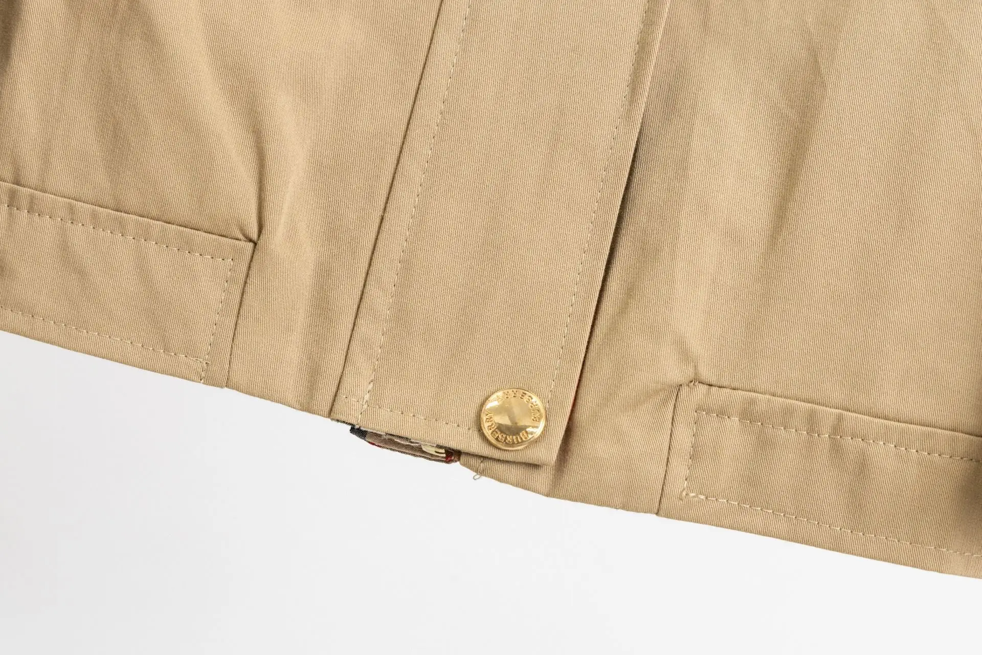 Check-Trim Cotton Blend Harrington Jacket D20522972 — view 8