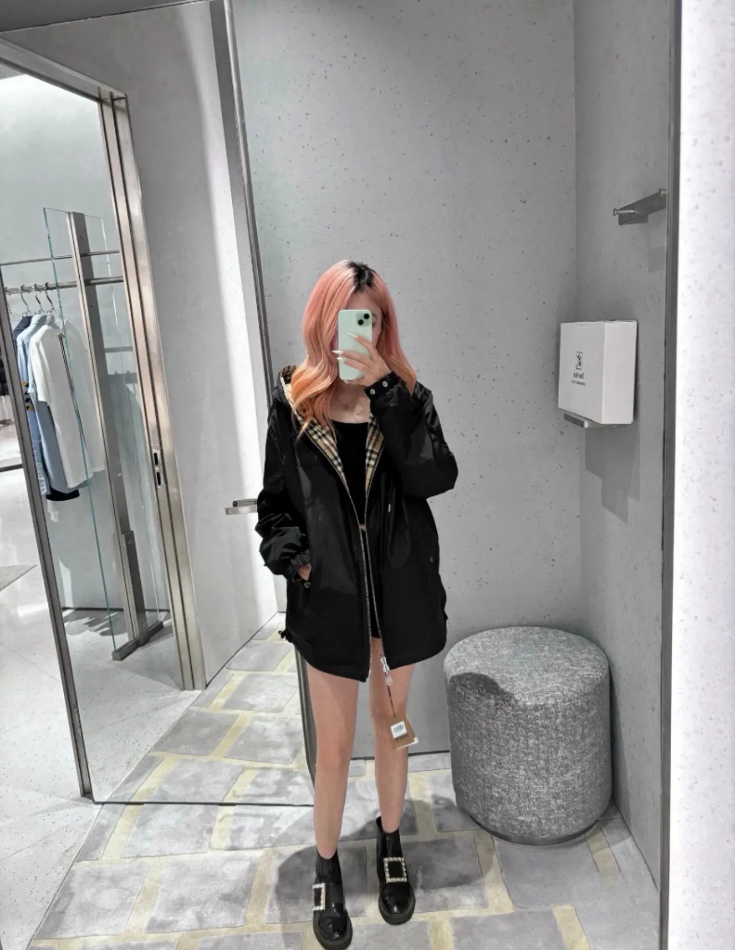 Reversible Check Hooded Jacket D23522974 — view 8