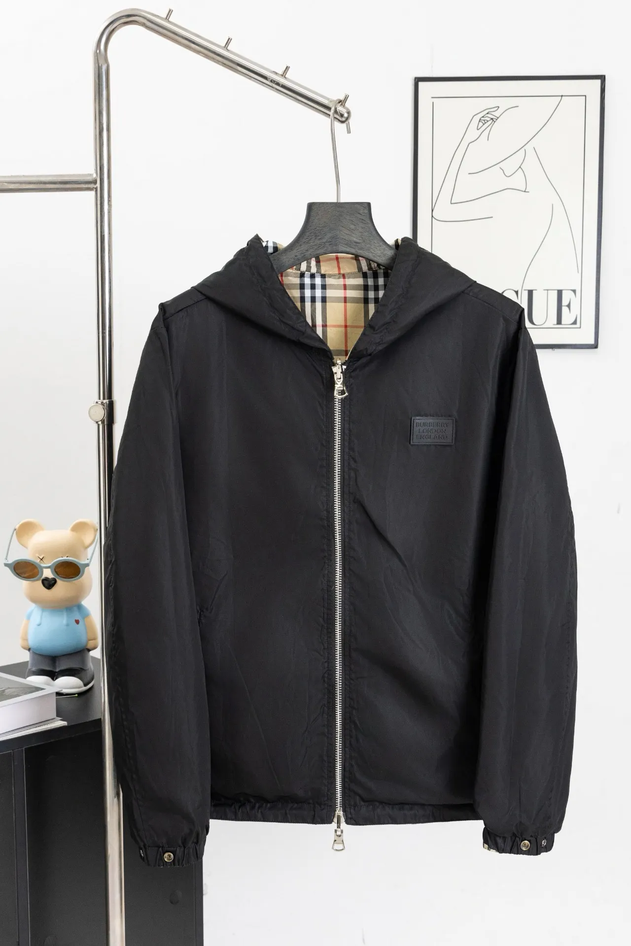Reversible Check Hooded Jacket D23522975 — view 3