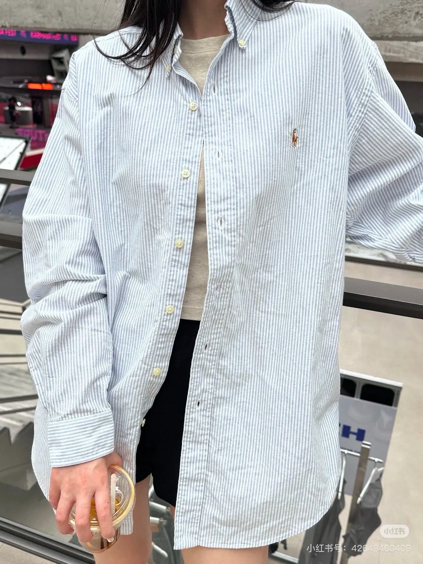 Striped Cotton Oxford Casual Shirt D15523018 — view 9