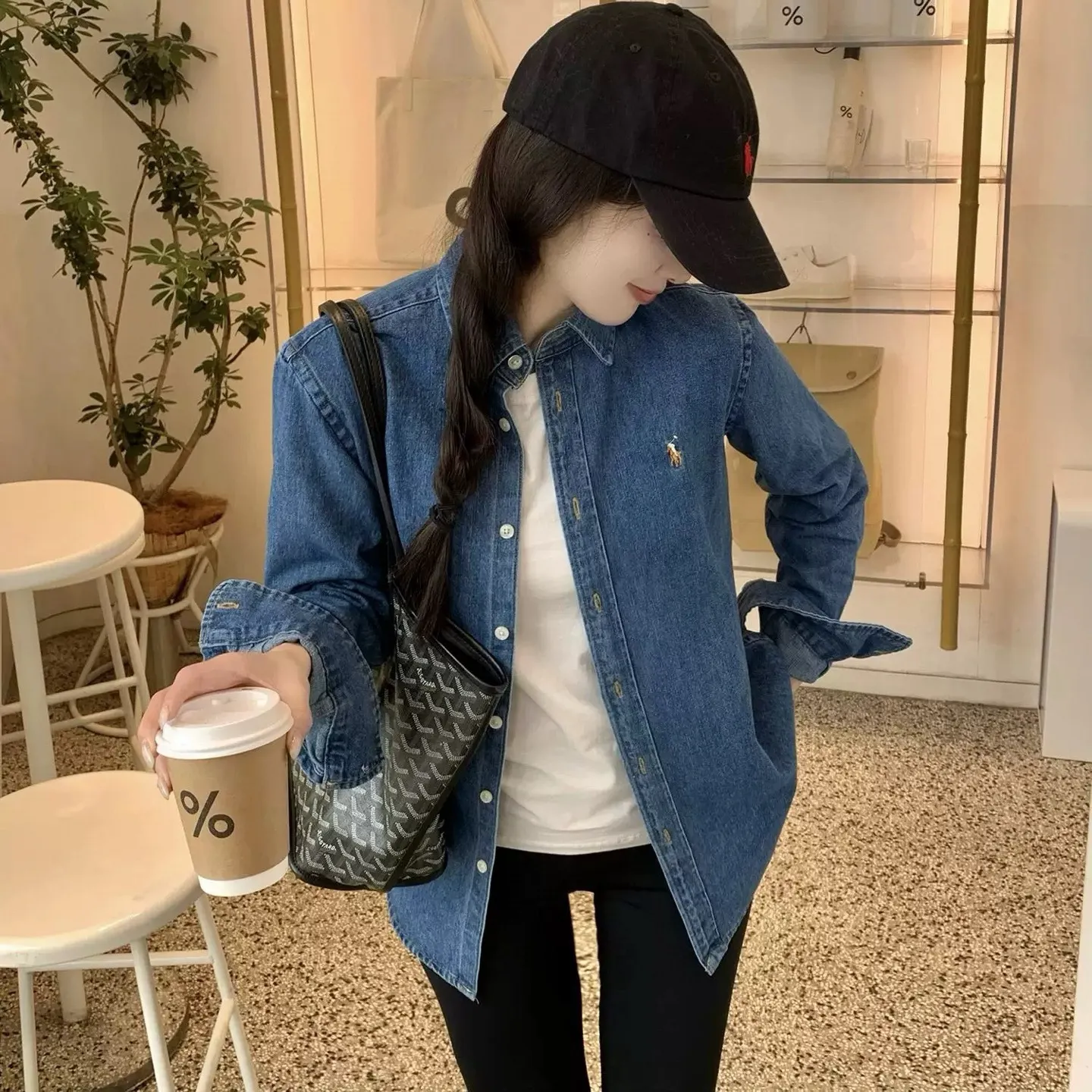 Pony Logo Washed Denim Shirt D16521555 — view 2