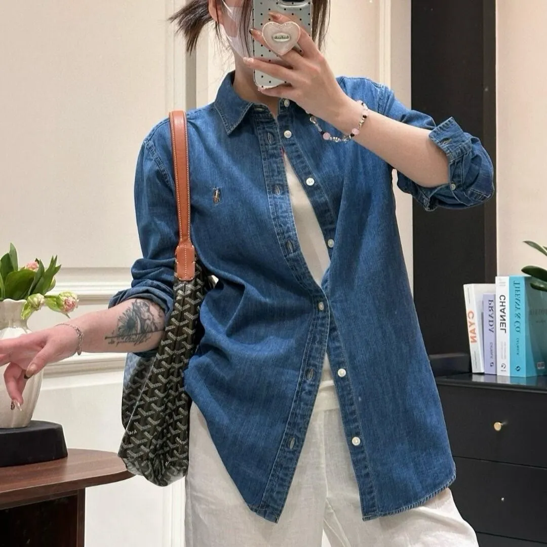 Pony Logo Washed Denim Shirt D16521555 — view 3