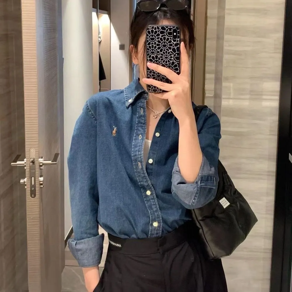 Pony Logo Washed Denim Shirt D16521555 — view 6