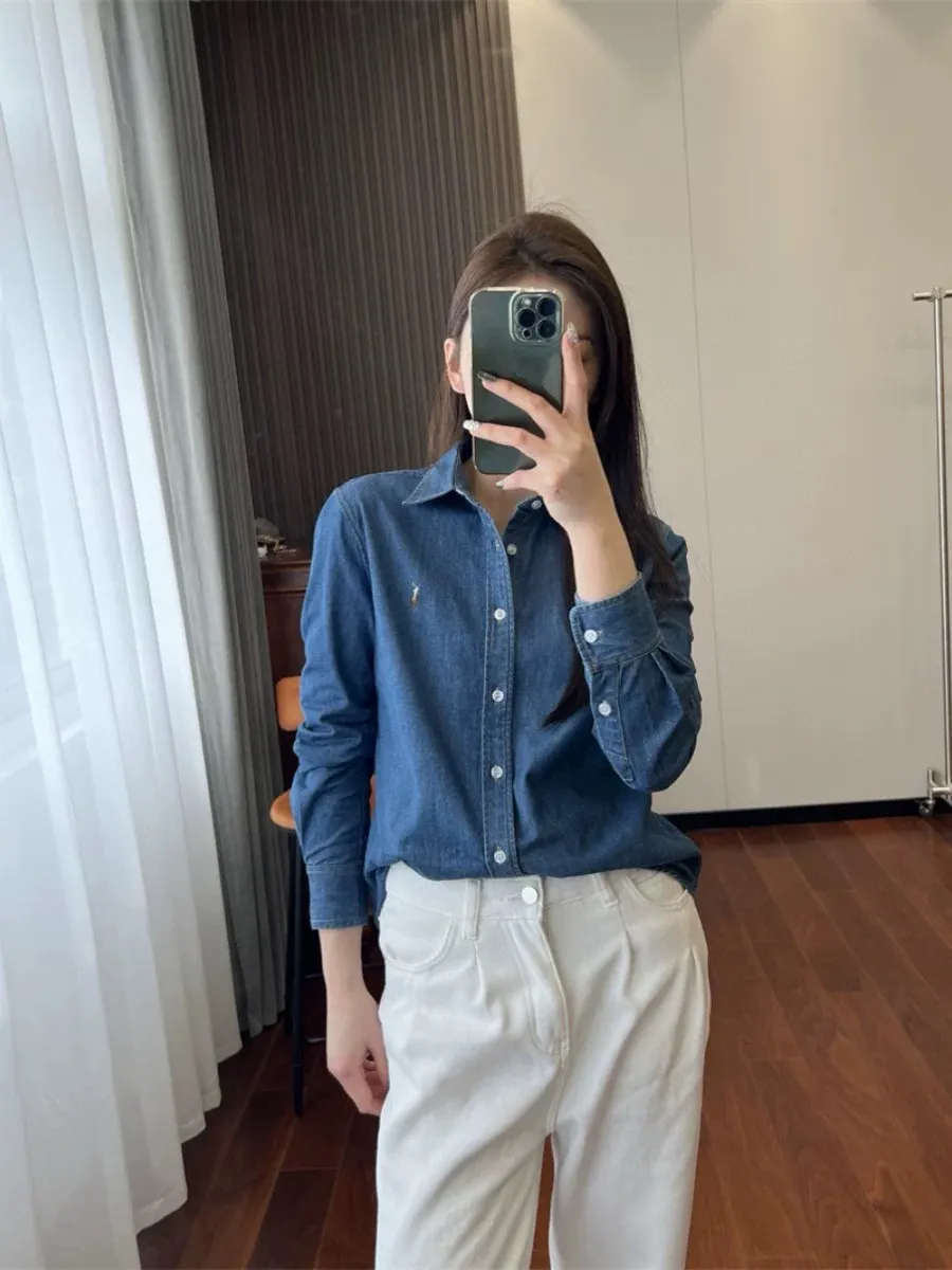Pony Logo Washed Denim Shirt D16521555 — view 10