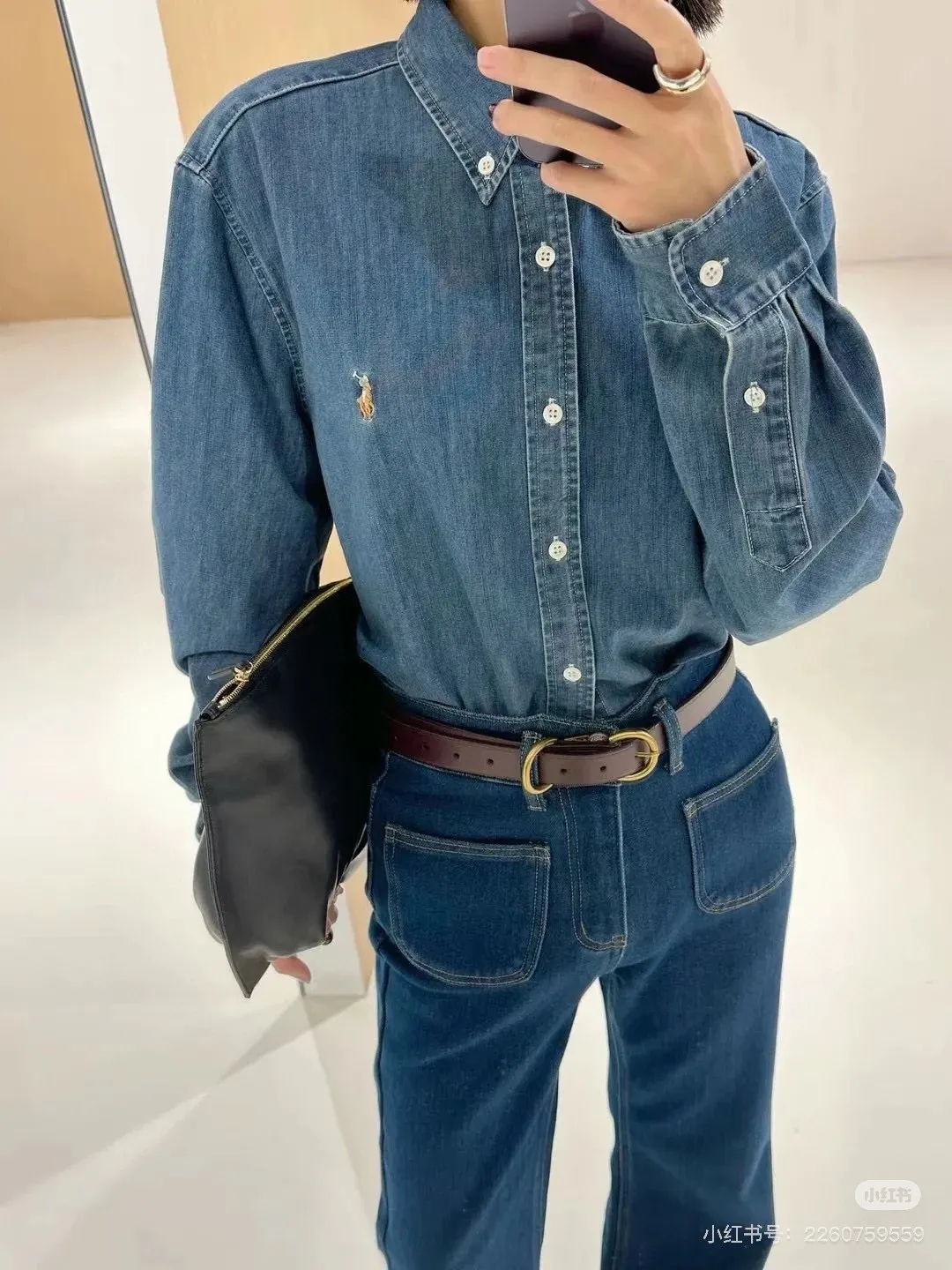 Pony Logo Washed Denim Shirt D16521555 — view 11